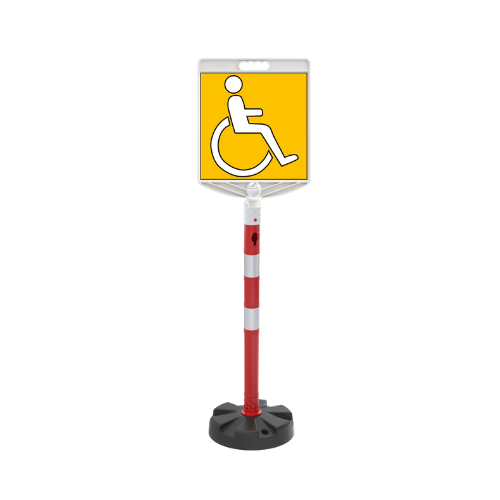 Set Stâlp Mobil Ø6.3×120 cm cu Indicator Parcare pentru Persoane cu Handicap (Plastic)