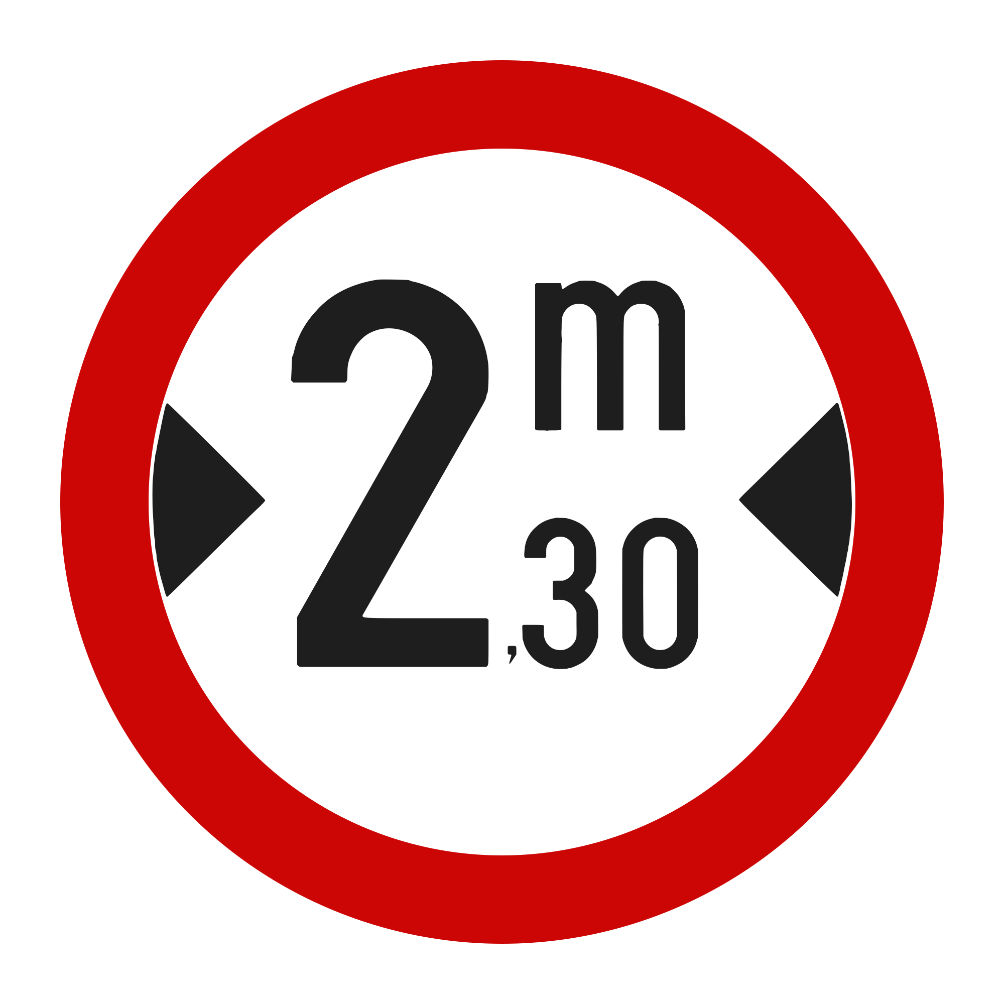 C16 Prohibition Sign – No Vehicles Wider than 2.3 m, Ø60 cm, Class I