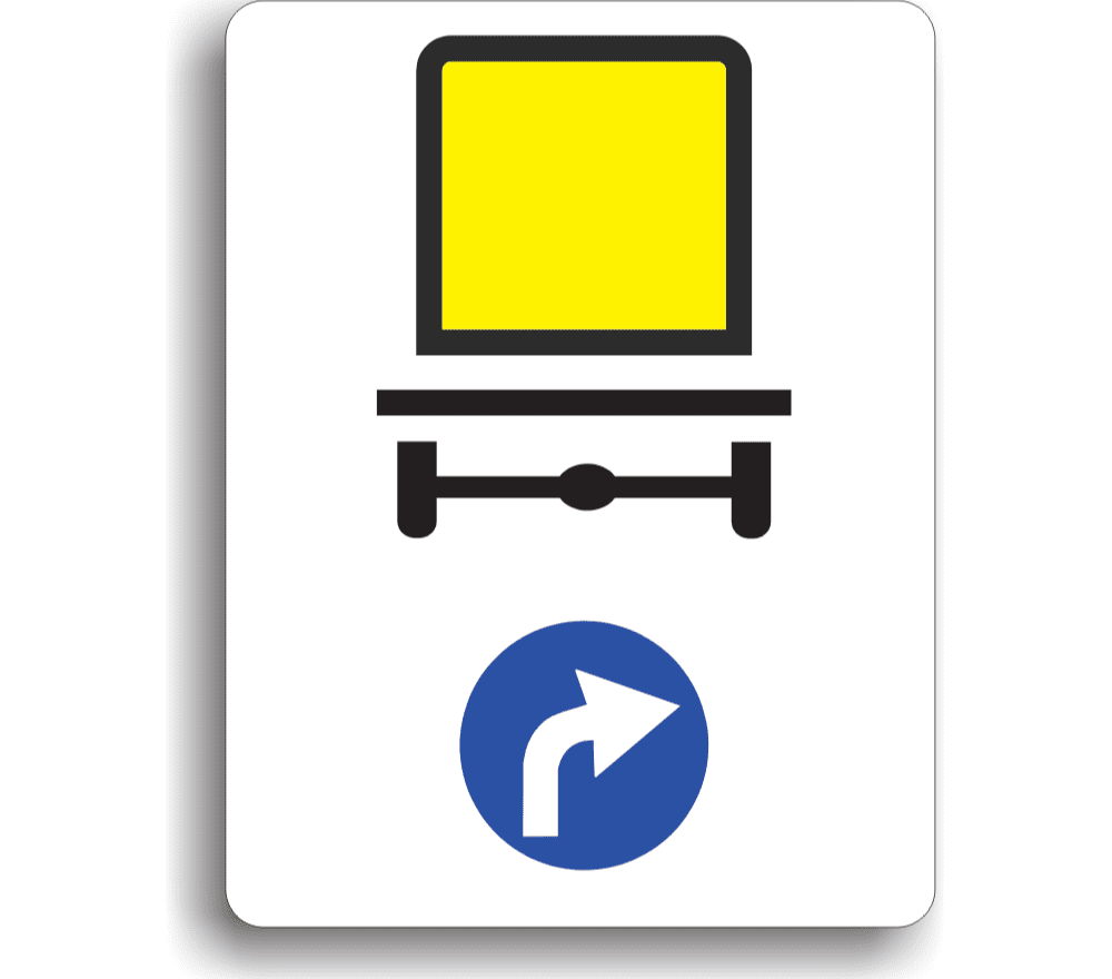 Direcție obligatorie pentru vehicule care transportă mărfuri periculoase, indicatoare rutiere