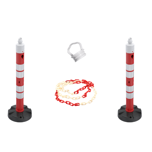 Set Stâlp Mobil Ø11×120 cm (x2) cu Lanț (2 m) și Adaptor