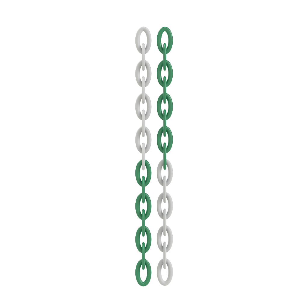 Lanț din Plastic Rola, Verde+Alb, 8mm x 25m