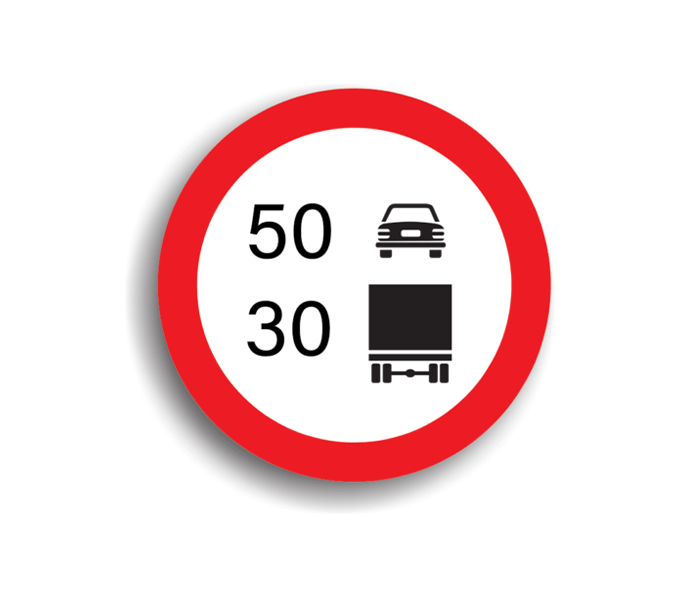C28 - Differentiated speed limit by vehicle categories 50/30 km/h (Ø60 cm - CLASS I)