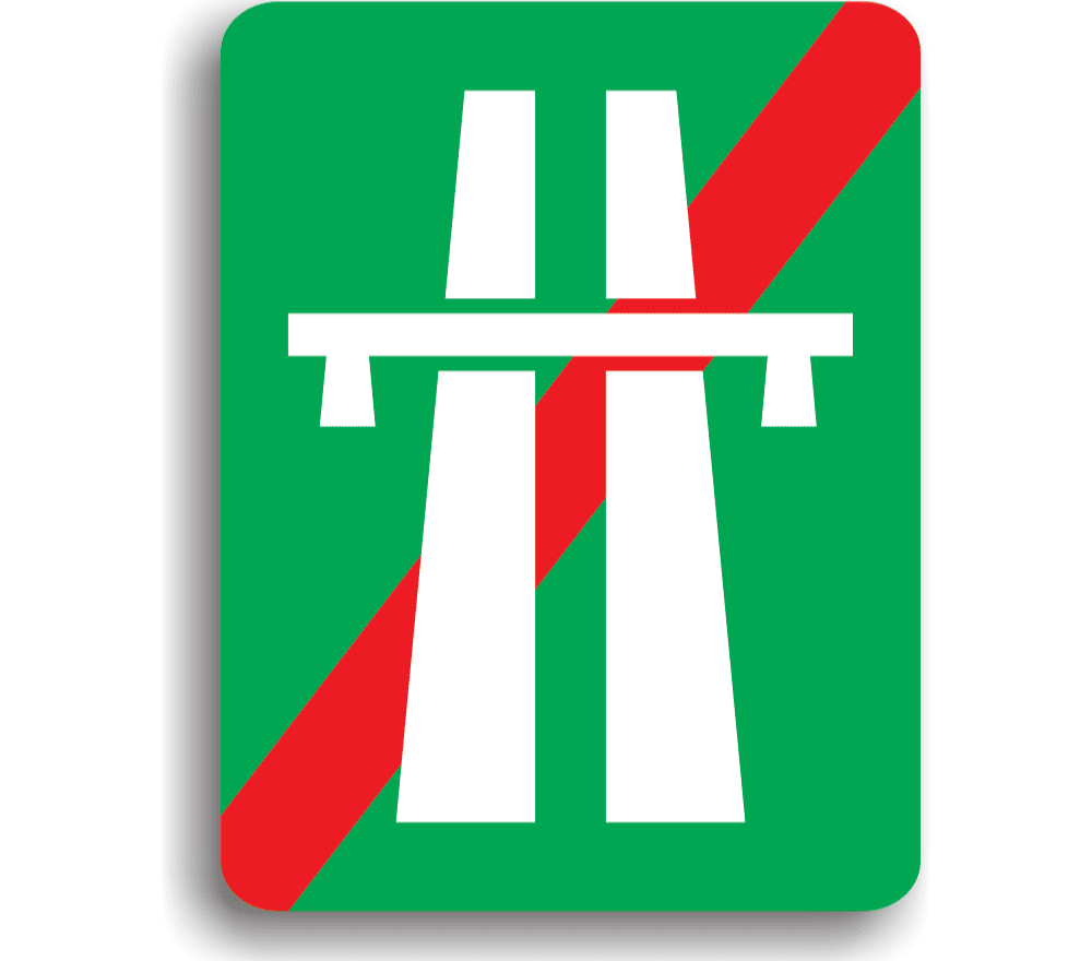 Sfârşit de autostradă, indicatoare rutiere