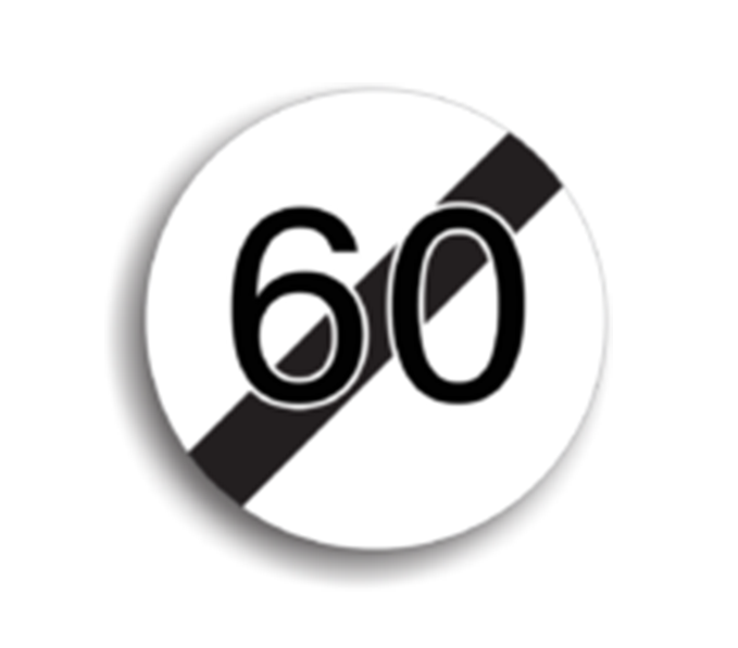 Sfârșitul limitării de viteză 60 km/h, indicatoare rutiere