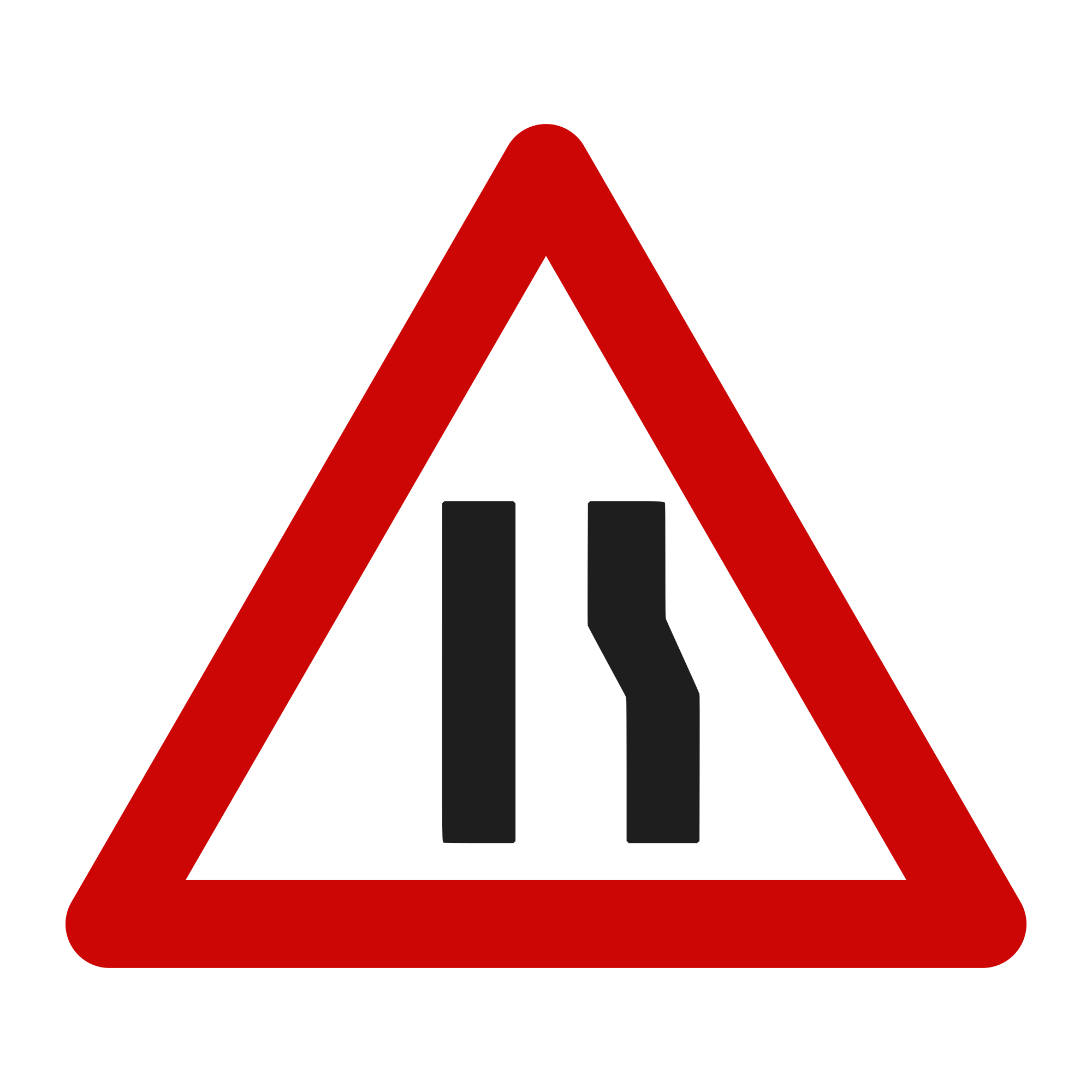 A10 Warning Sign – Road Narrows on the Right, 70 cm, Class I