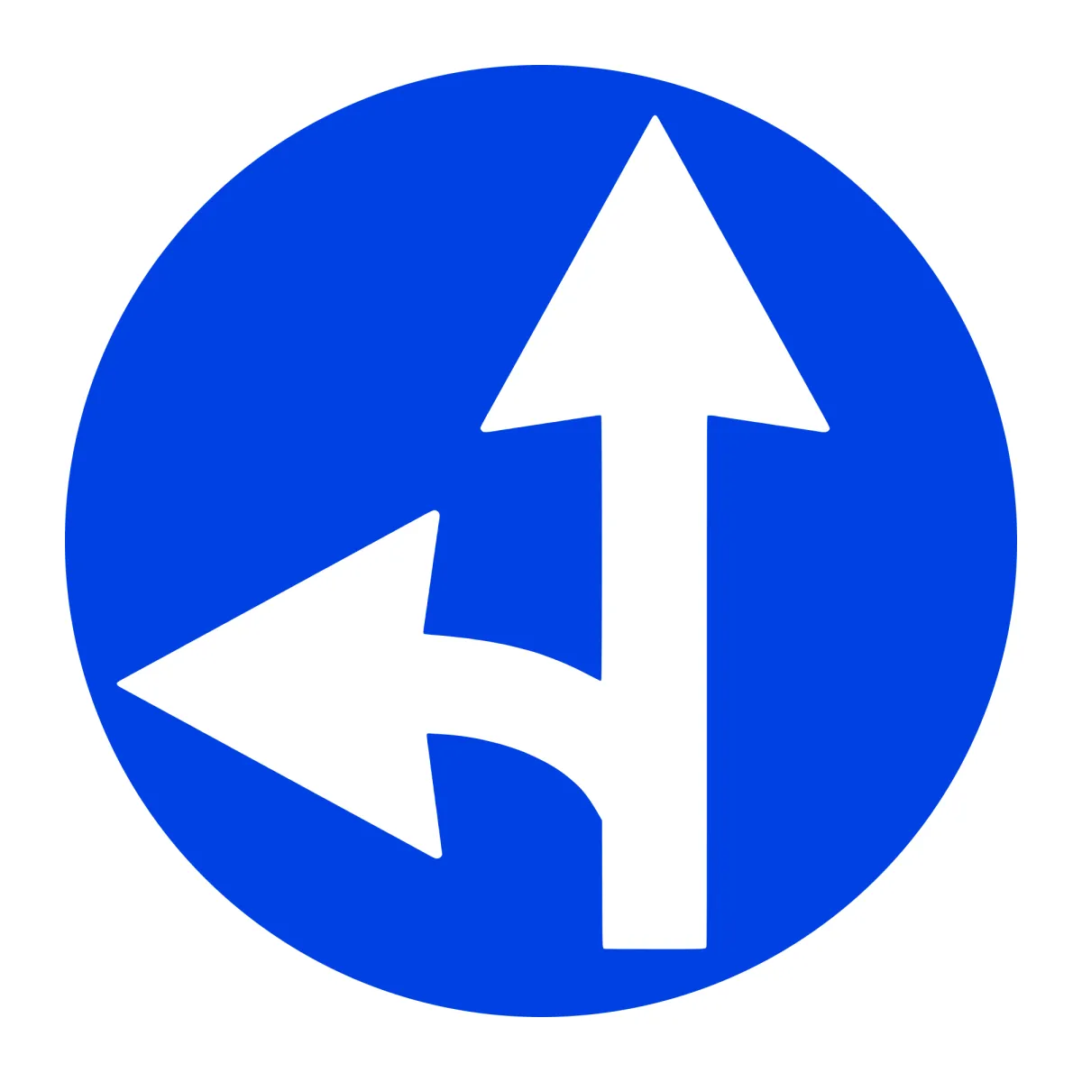 D4 Mandatory Sign – Straight Ahead or Left, Ø60 cm, Class I