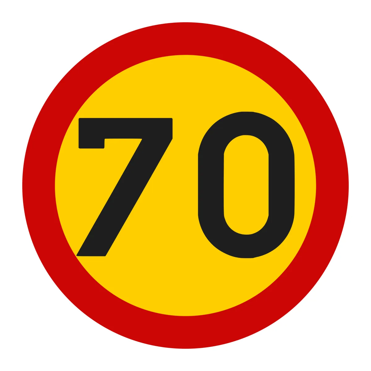 U13 Temporary Sign – Speed Limit 70 km/h, Ø80 cm, Class II