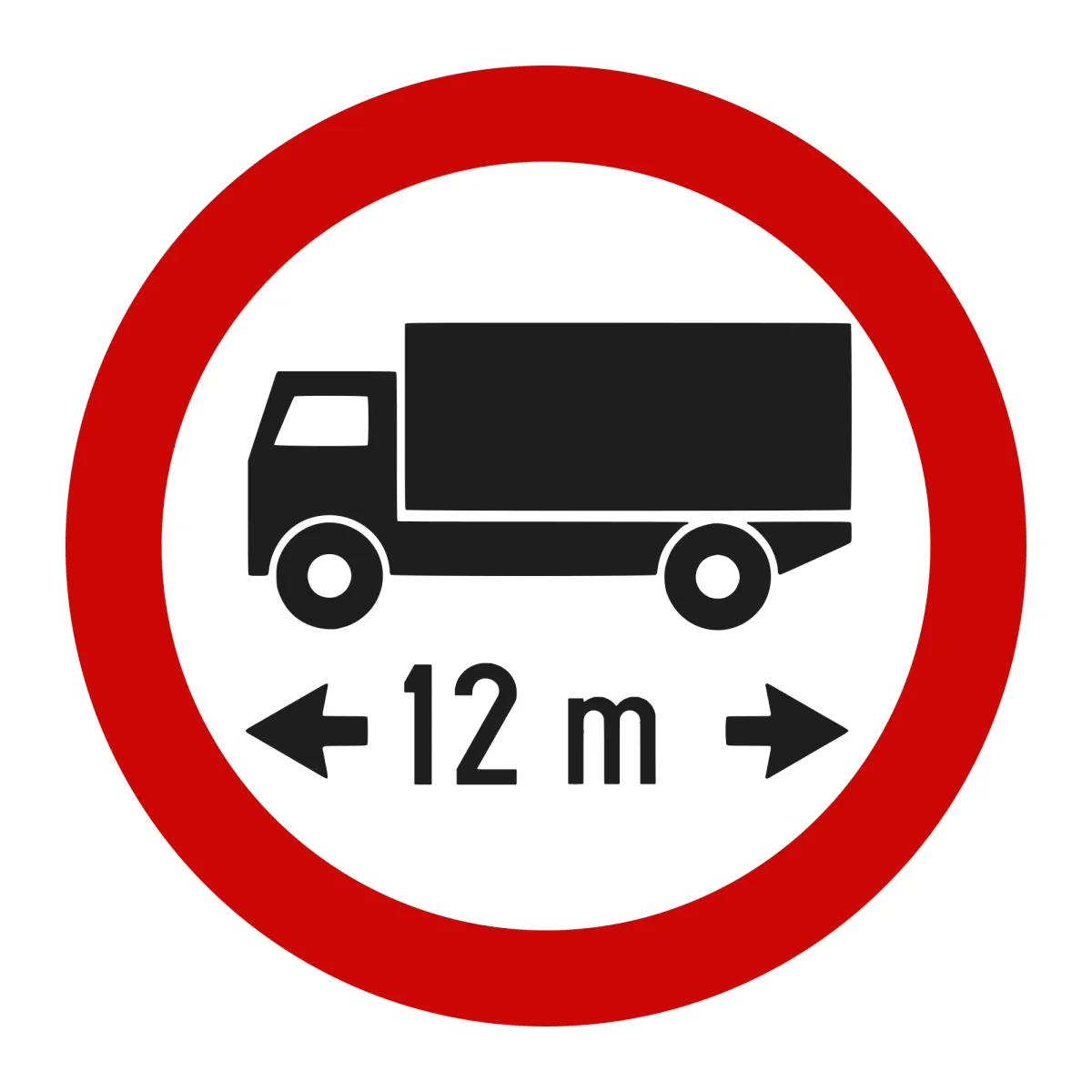 Indicator C20 – Accesul interzis vehiculelor mai lungi de 12 m, Ø60 cm, Clasa I