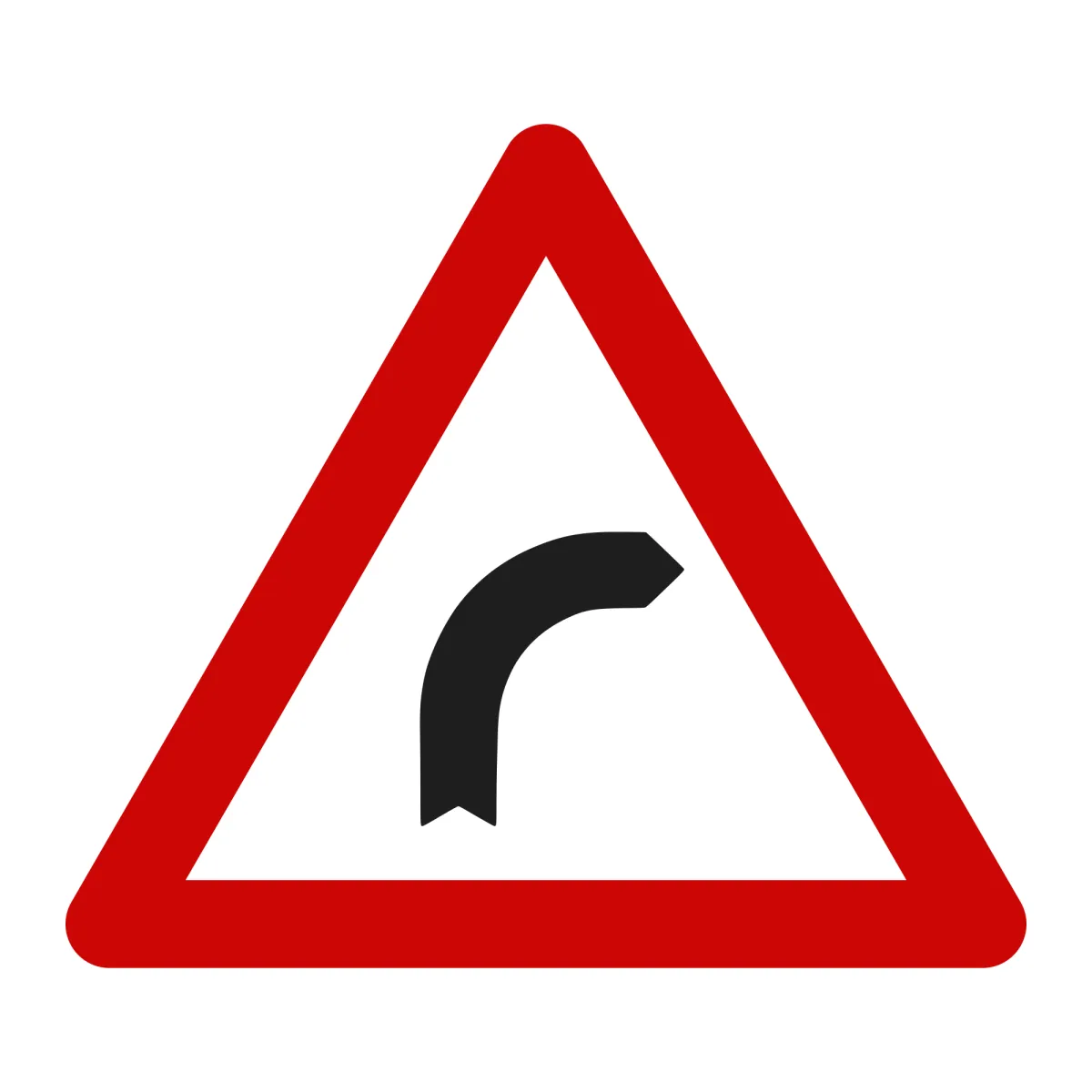A2 Warning Sign – Right Bend, 70 cm, Class I