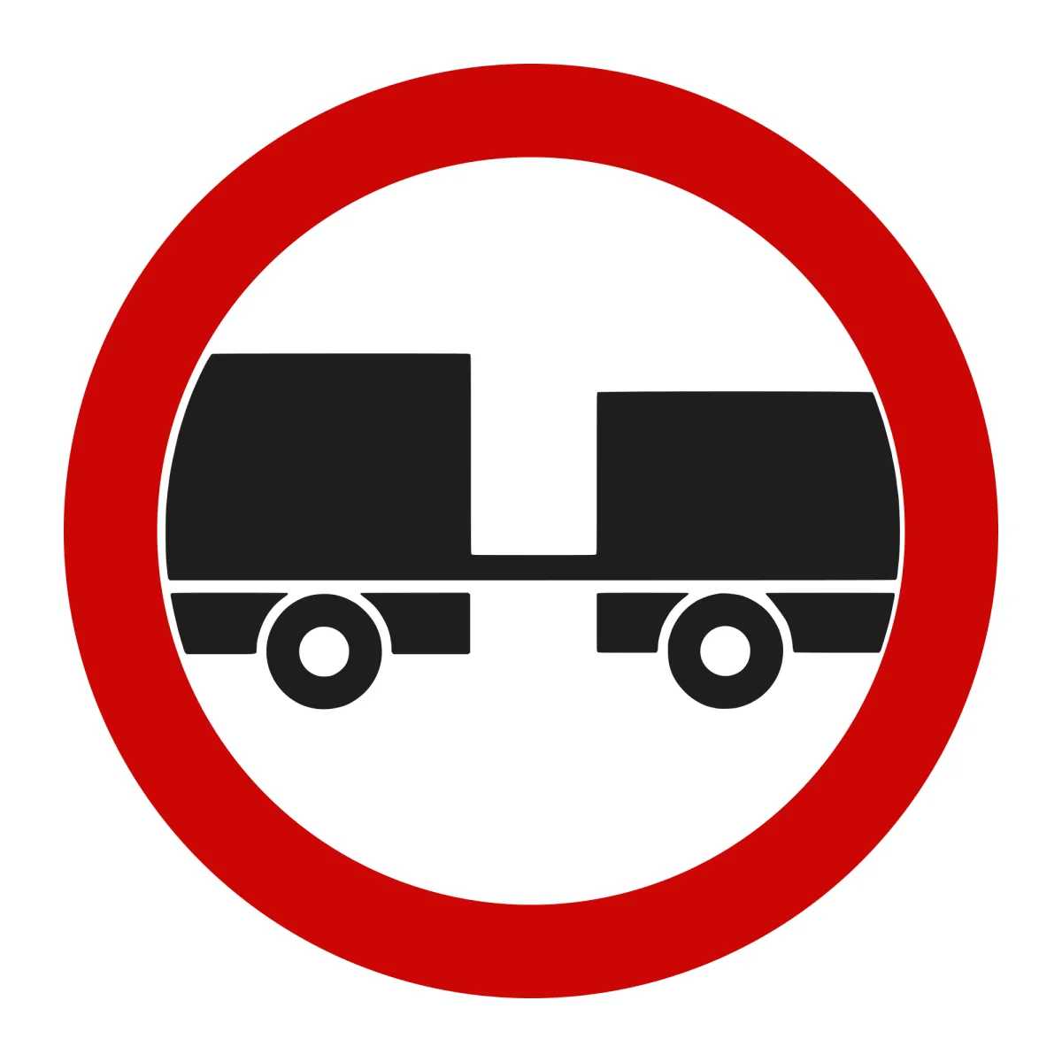 Indicator C8 – Accesul interzis autovehiculelor cu remorcă, Ø60 cm, Clasa I