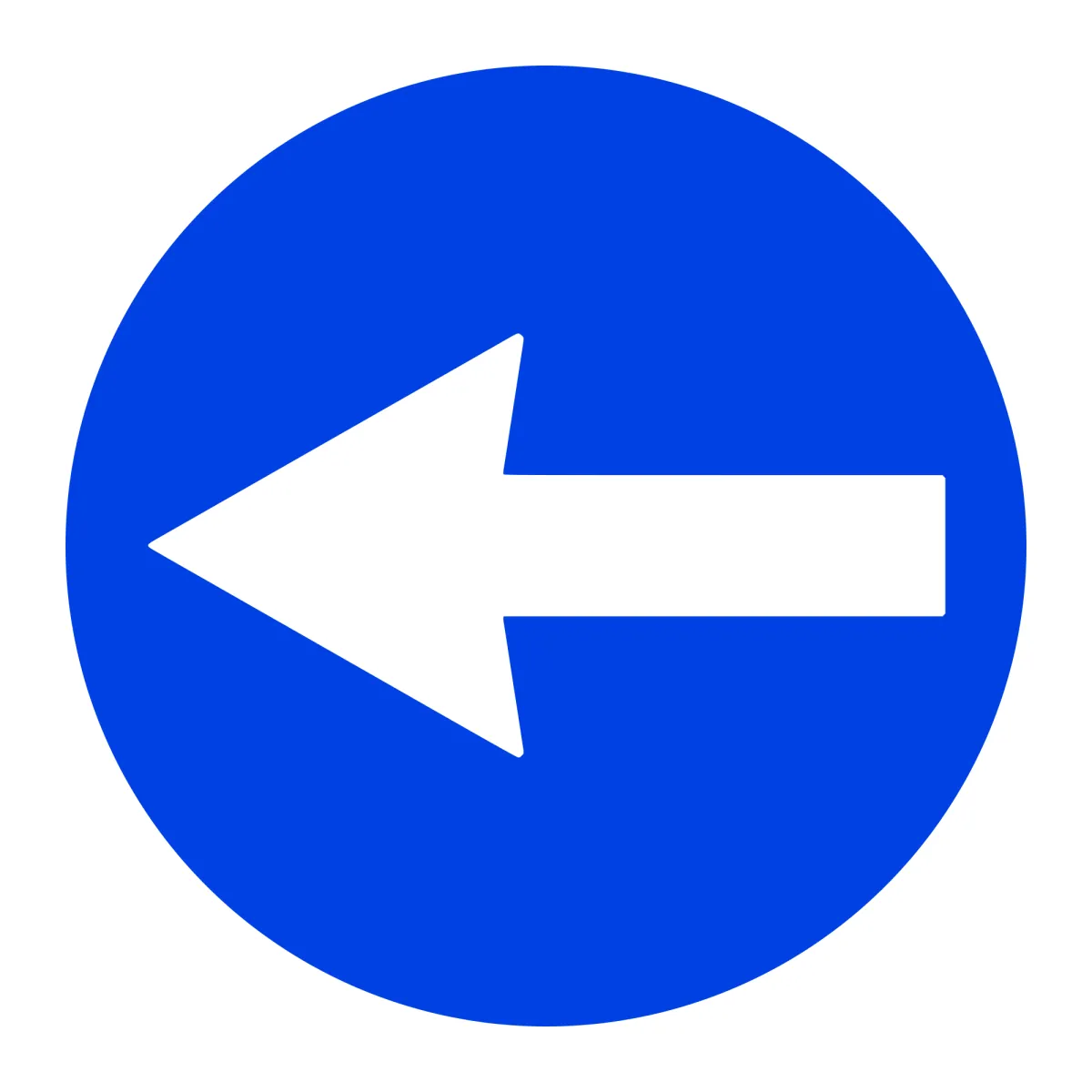 D2 Mandatory Sign – Compulsory Turn Left, Ø60 cm, Class I