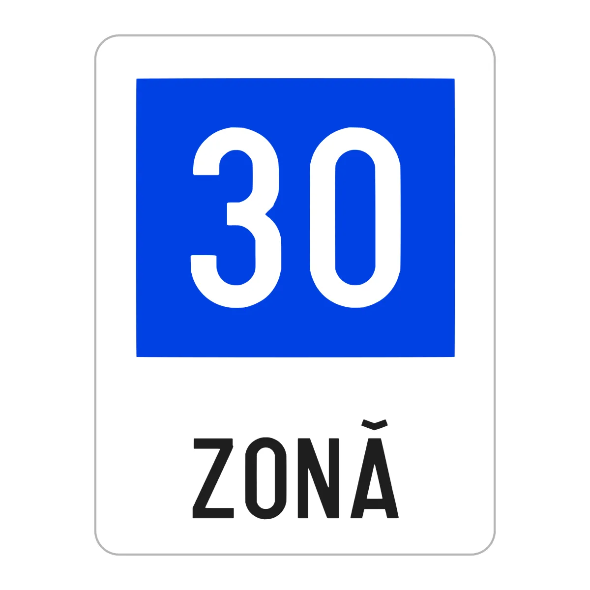 Indicator G36 – Zonă cu viteza recomandată 30 km/h, 50x65 cm, Clasa I