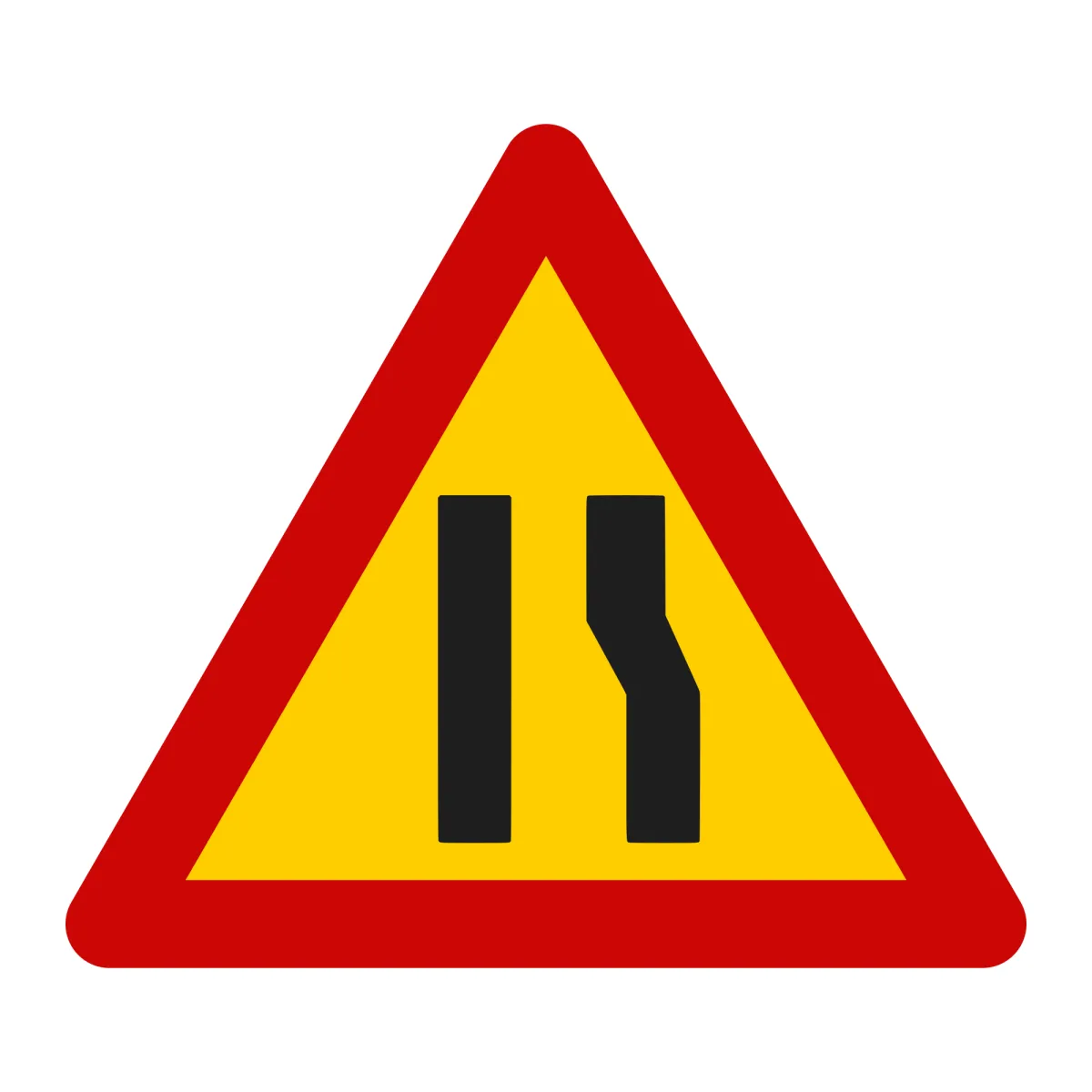 U2 Temporary Sign – Road Narrows on the Right, 90 cm, Class II