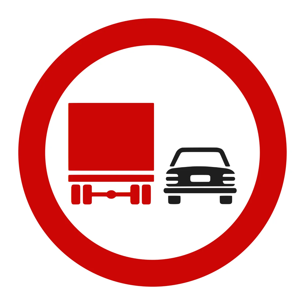 Indicator C26 – Depășirea interzisă autovehiculelor destinate transportului de mărfuri, Ø60 cm, Clasa I