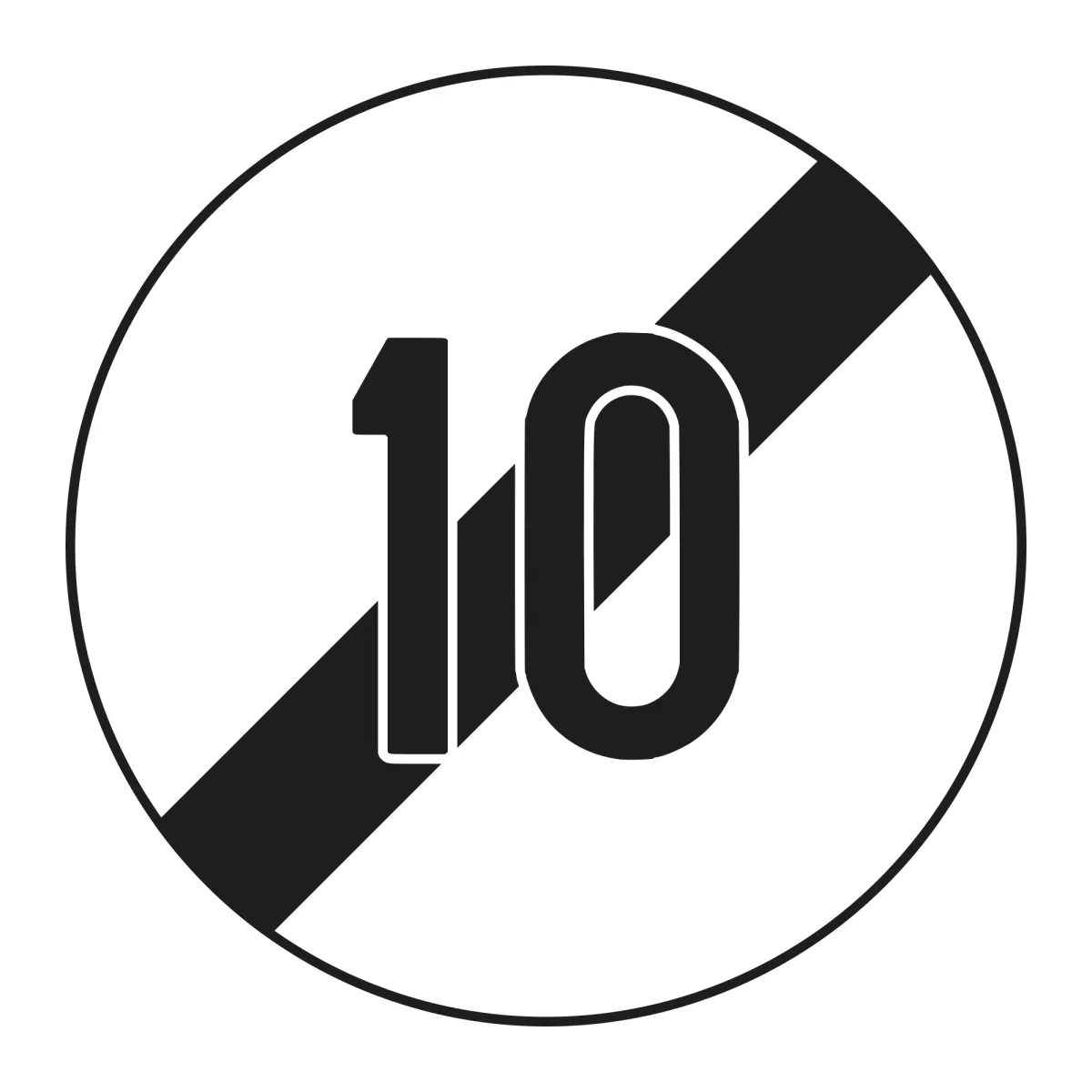 Indicator C34 – Sfârșitul limitării de viteză 10 km/h, Ø60 cm, Clasa I