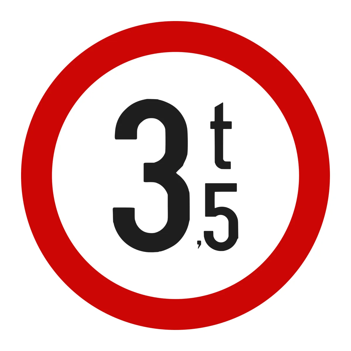 Indicator C18 – Accesul interzis vehiculelor cu masa totală peste 3,5 t, Ø60 cm, Clasa I