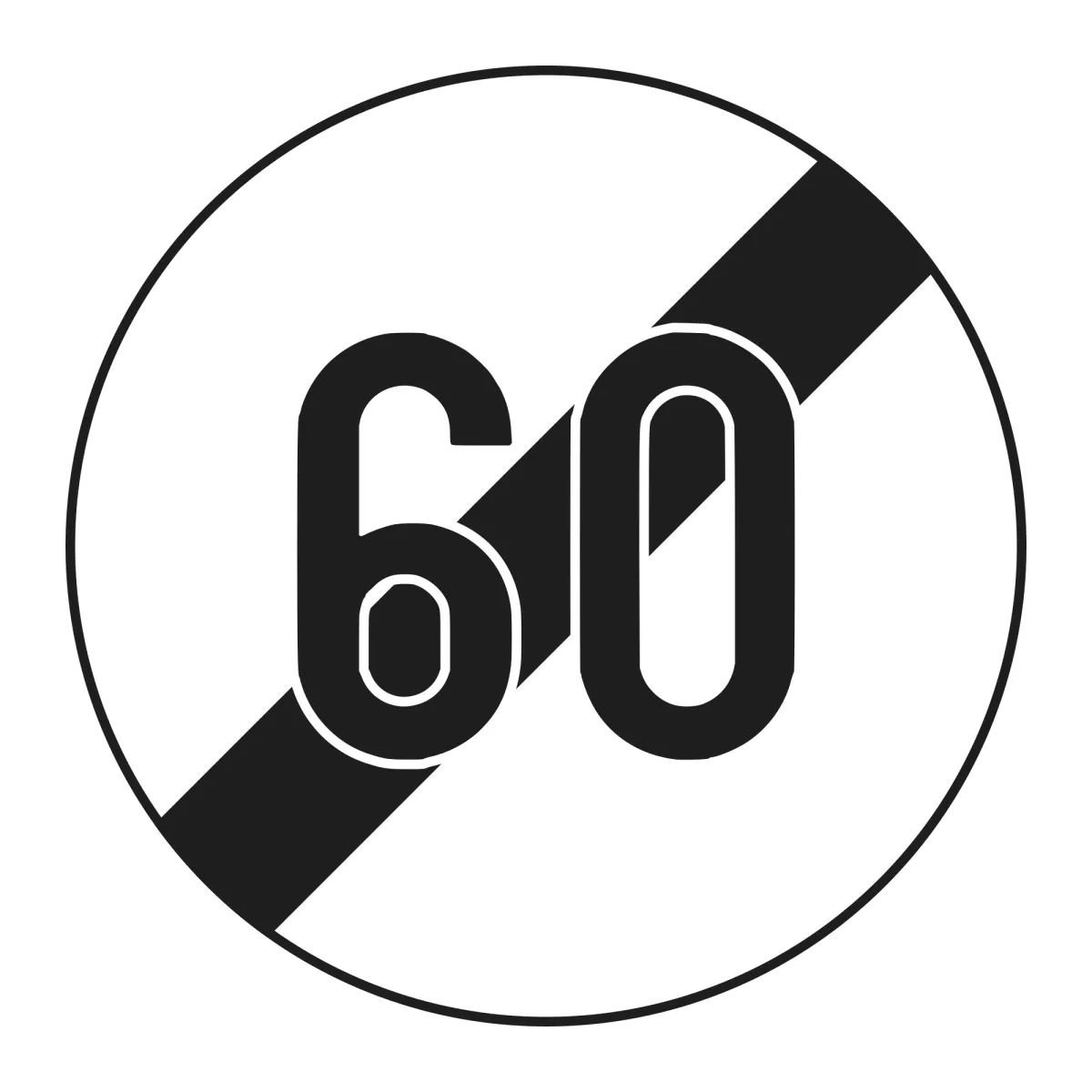 Indicator C34 – Sfârșitul limitării de viteză 60 km/h, Ø60 cm, Clasa I