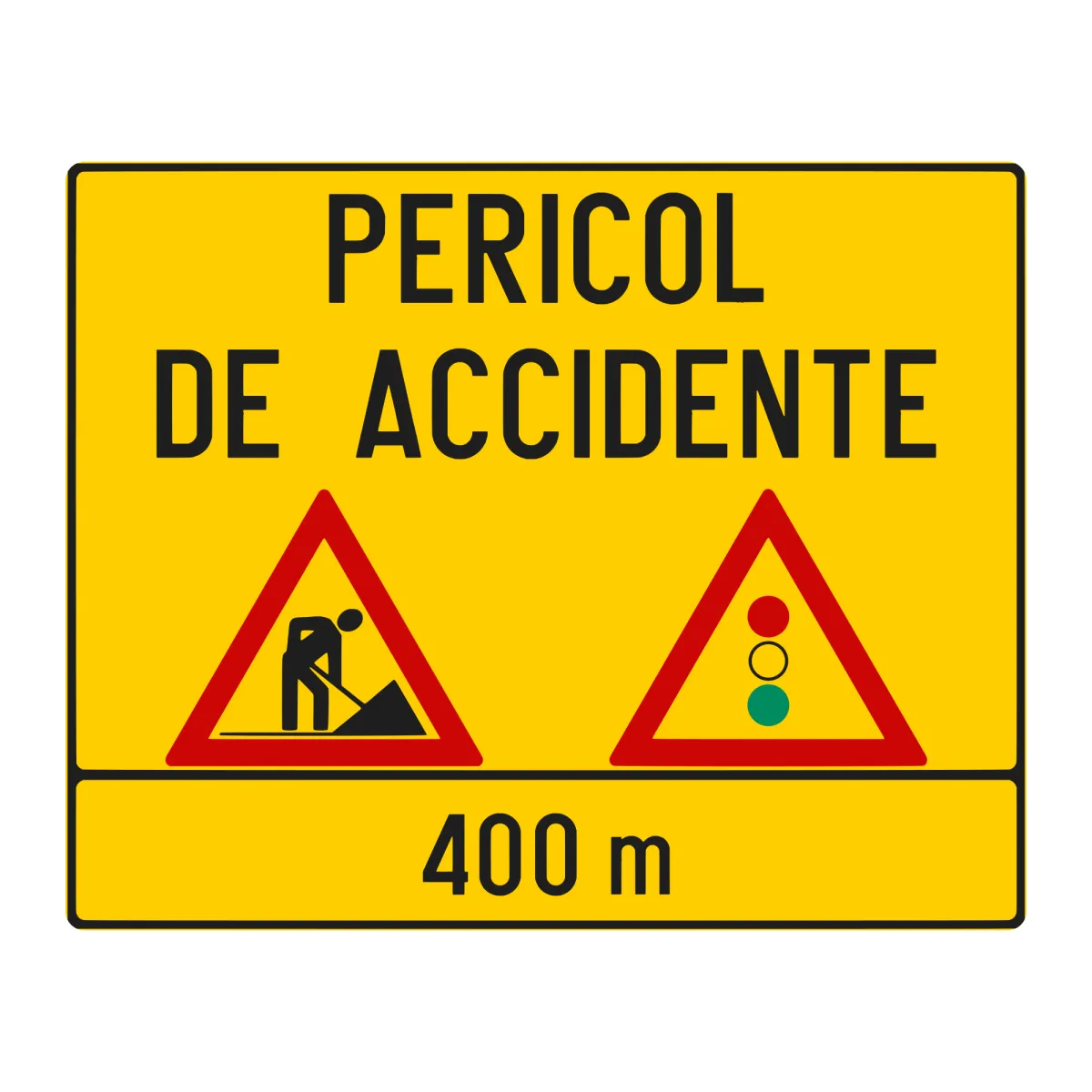Indicator U34 – Presemnalizarea unui sector cu circulație alternantă (semafoare), 150x120 cm, Clasa I