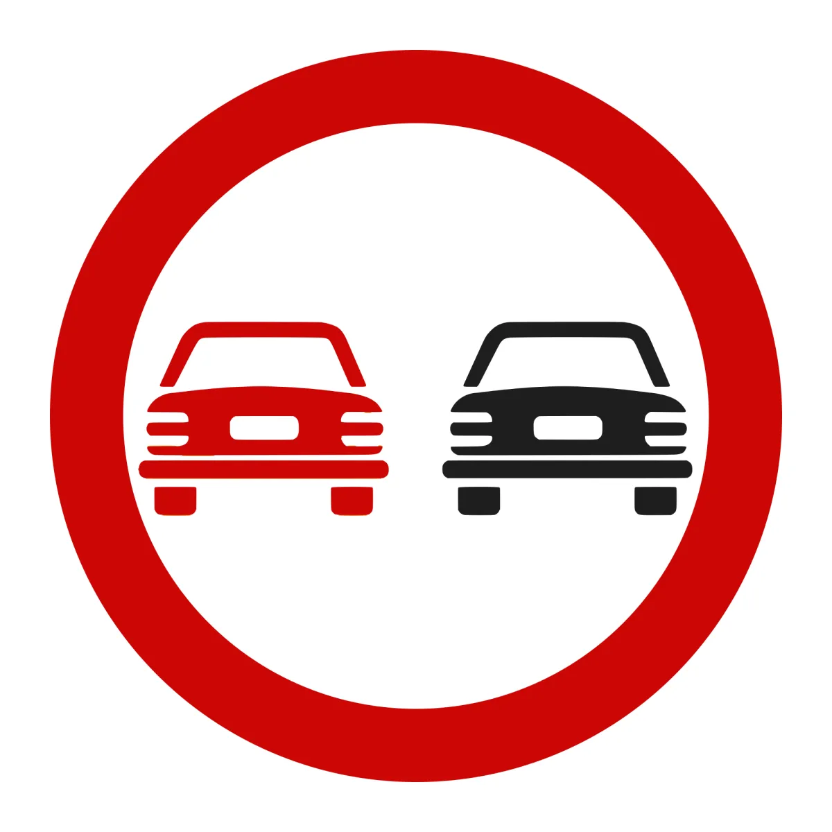 Indicator C25 – Depășirea autovehiculelor cu excepția motocicletelor fără ataș și mopedelor, interzisă, Ø60 cm, Clasa I