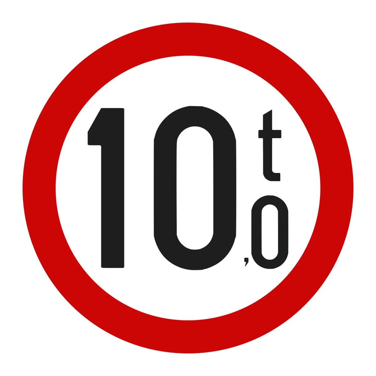 Indicator C18 – Accesul interzis vehiculelor cu masa totală peste 10 t, Ø60 cm, Clasa I