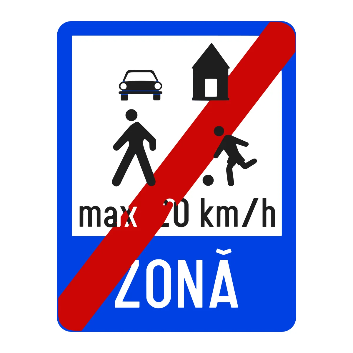 Indicator G35 – Sfârșitul zonei rezidențiale, 50x65 cm, Clasa I