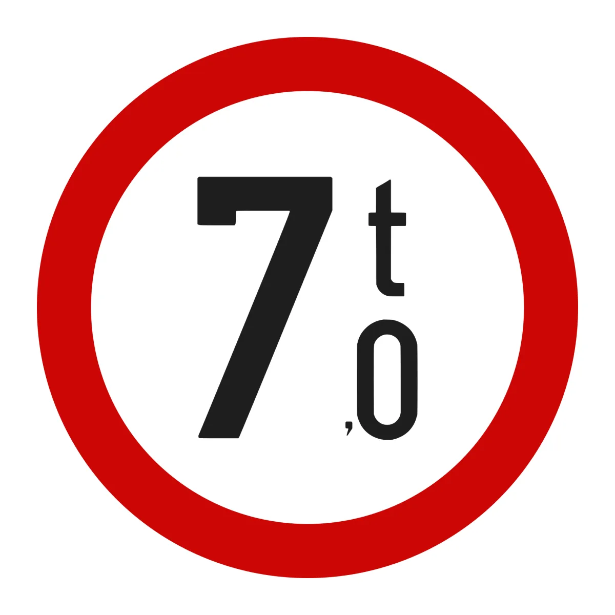 Indicator C18 – Accesul interzis vehiculelor cu masa totală peste 7 t, Ø60 cm, Clasa I