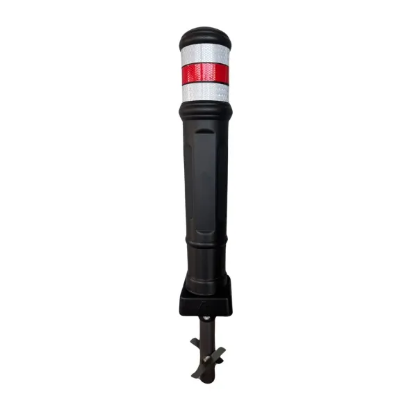 Hexagonal Ornamental Bollard with Steel Tube and Reflective Bands, 70 cm, Black - imaginea 2