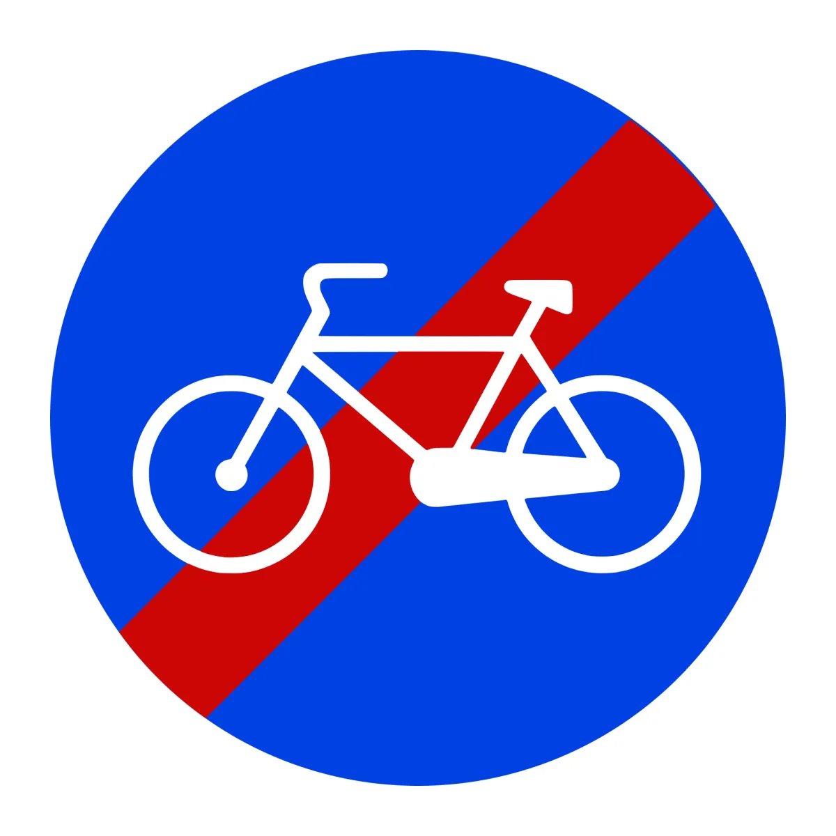 Indicator D9 – Sfârșitul pistei de biciclete și trotinete electrice, Ø60 cm, Clasa I