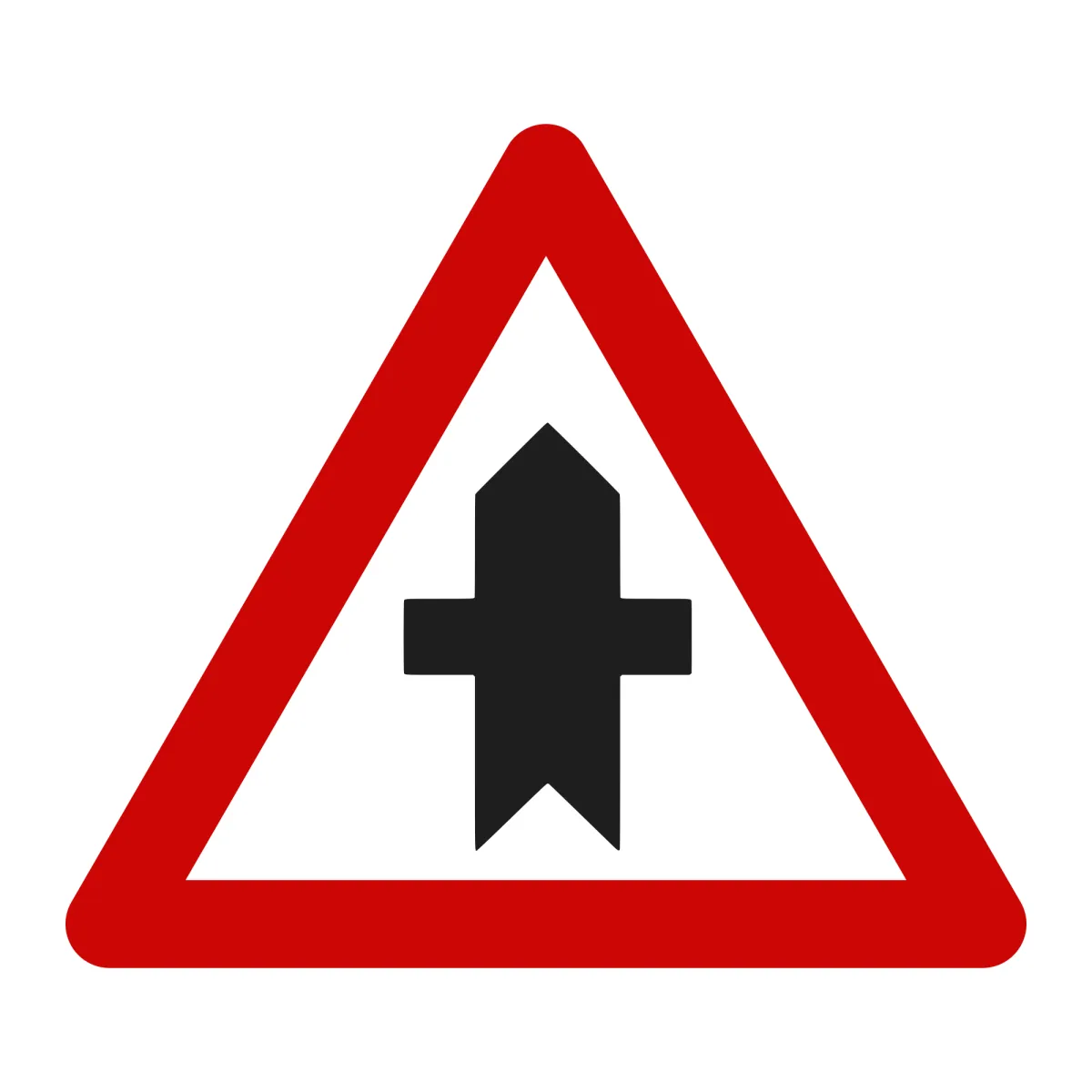 Indicator A33 – Intersecție cu un drum fără prioritate (din ambele părți), 70 cm, Clasa I