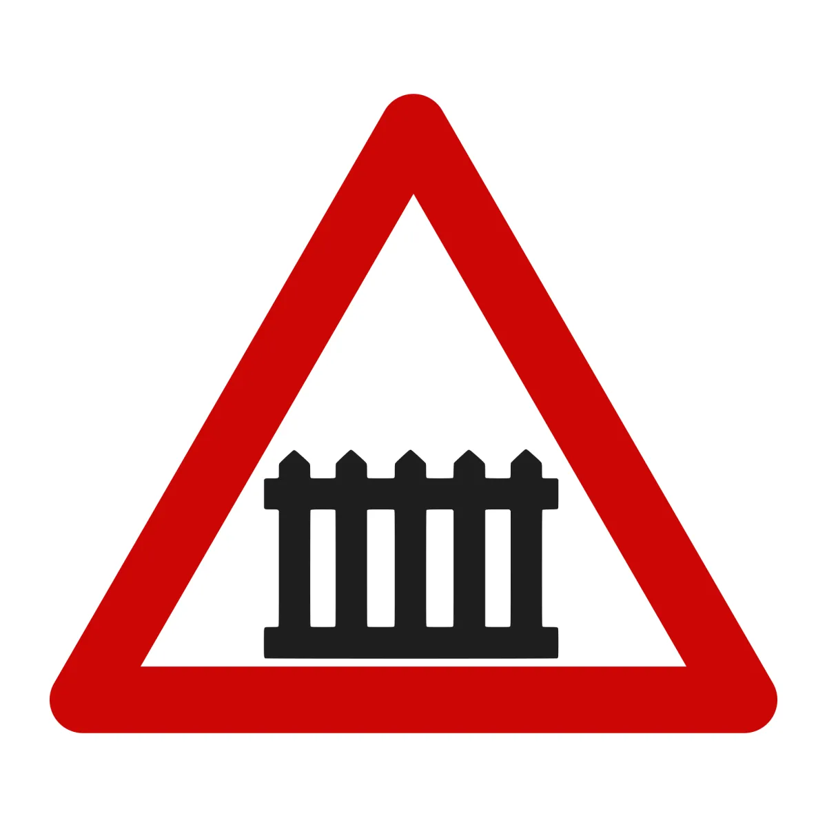 A39 Warning Sign – Level Crossing with Barriers, 70 cm, Class I