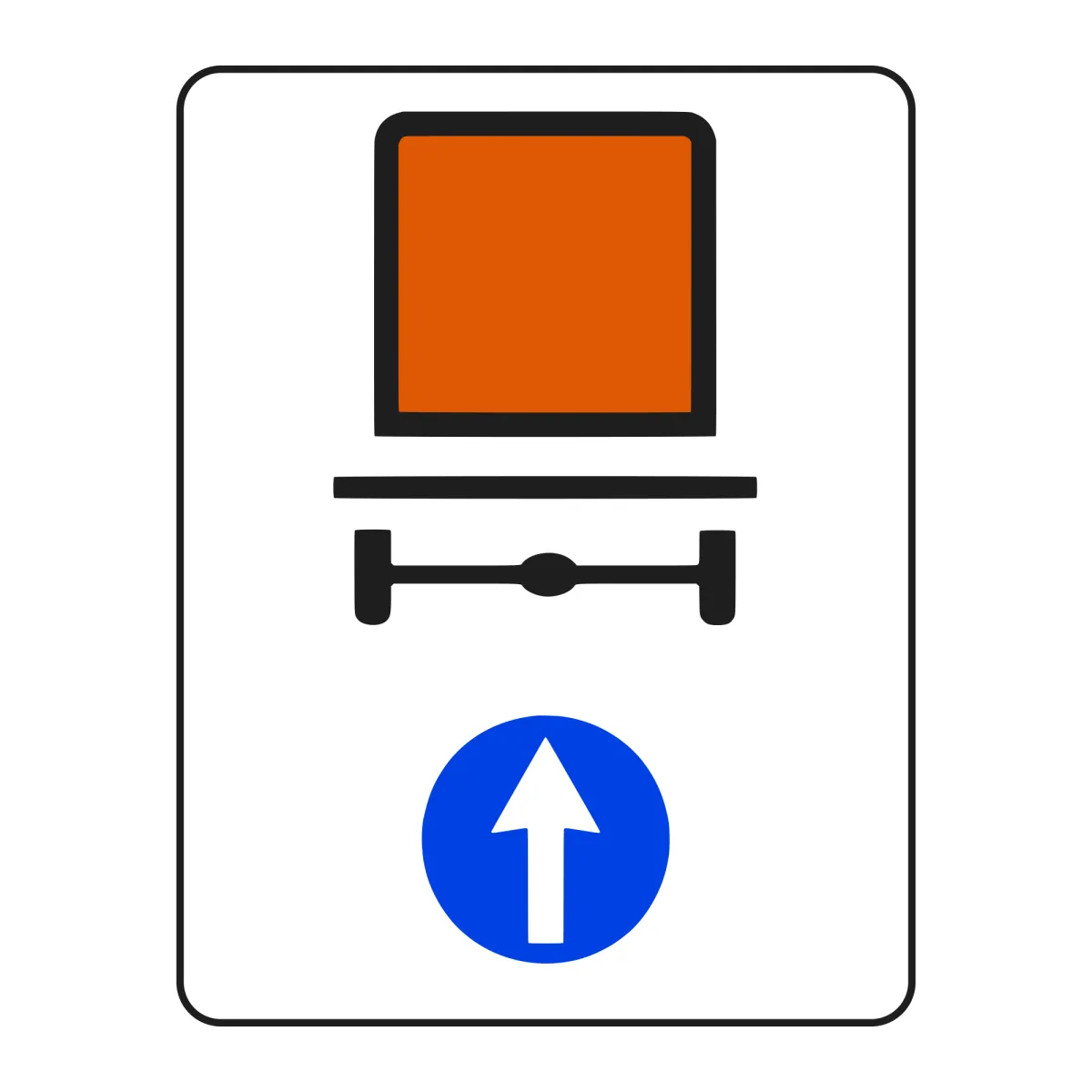 D17 Mandatory Sign – Compulsory Direction for Dangerous Goods, Straight Ahead, 50x65 cm, Class I