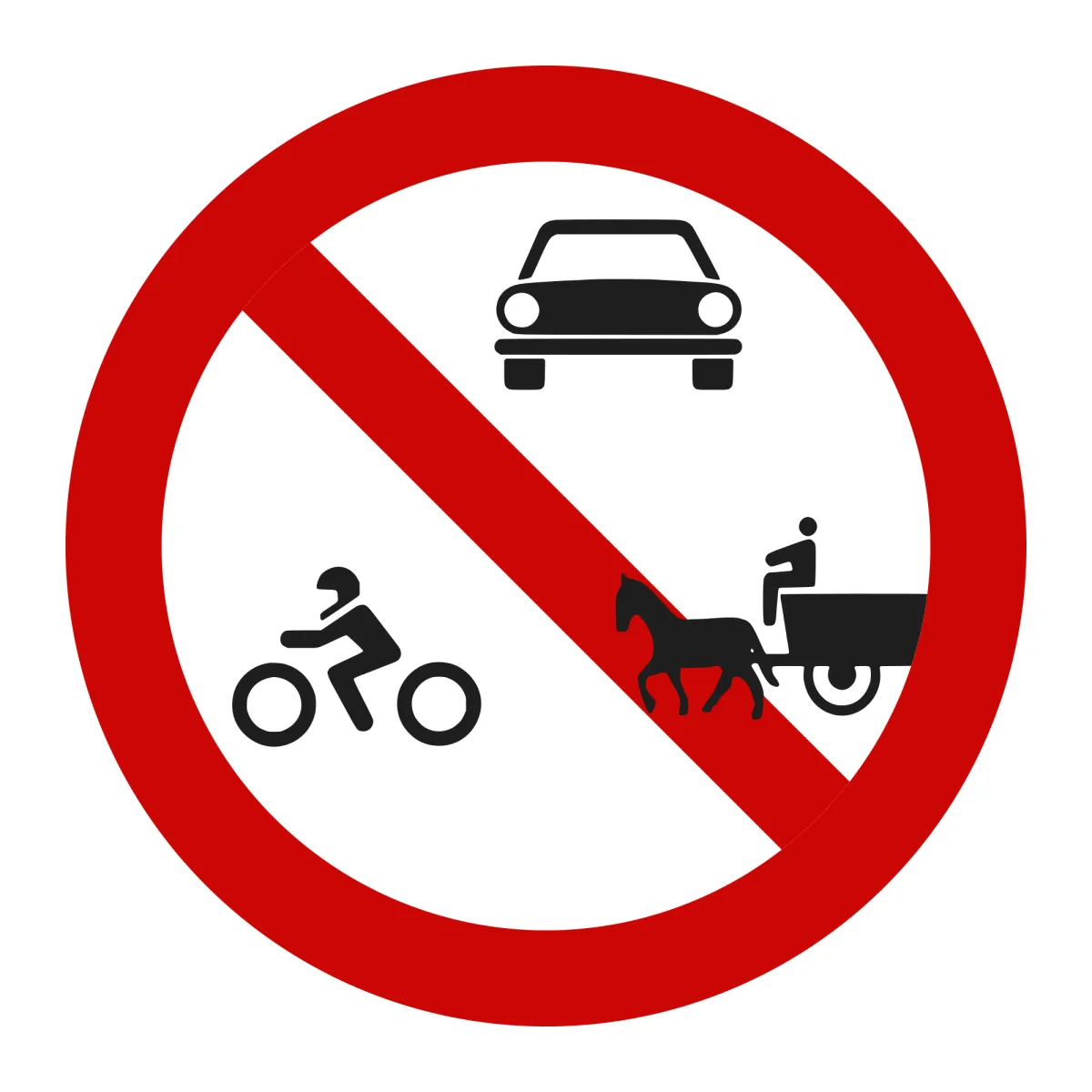 Indicator C15 – Accesul interzis autovehiculelor și vehiculelor cu tracțiune animală, Ø60 cm, Clasa I