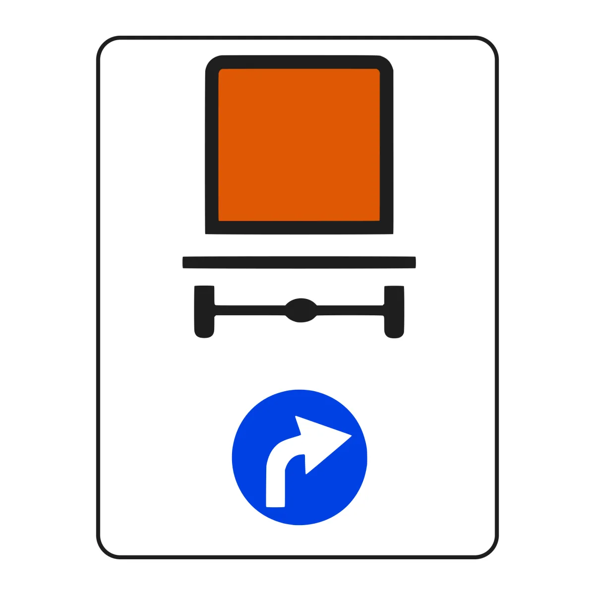 D18 Mandatory Sign – Compulsory Direction for Dangerous Goods, Right, 50x65 cm, Class I