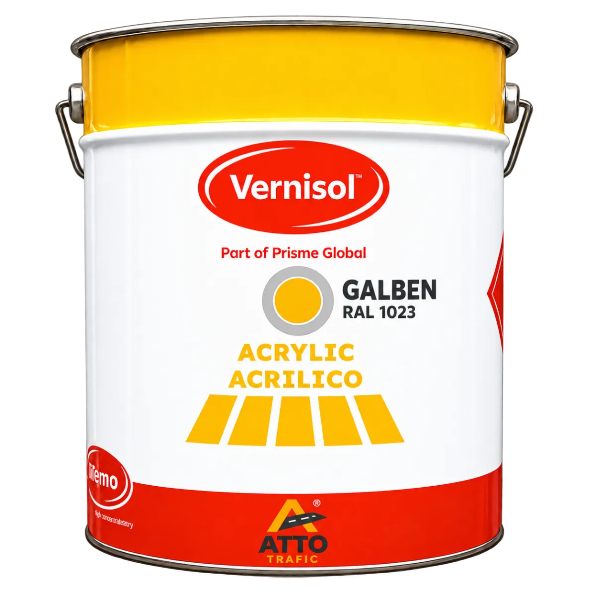 Vopsea Rutieră Monocomponentă Acrilică, Galben (RAL 1023), 25 kg
