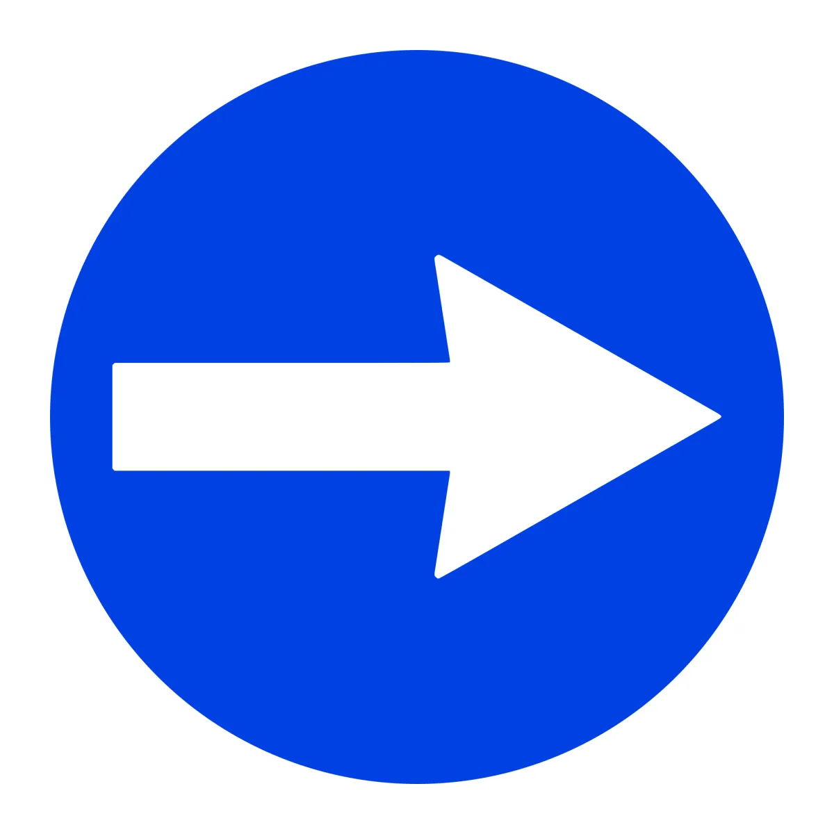 D2 Mandatory Sign – Compulsory Turn Right, Ø60 cm, Class I