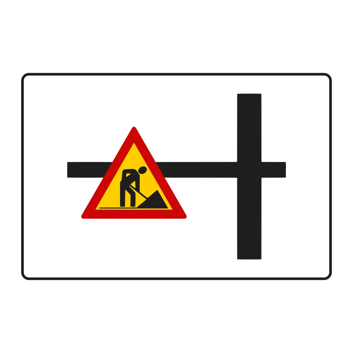 Indicator U36 – Presemnalizare lucrări pe străzi (stânga), 120x80 cm, Clasa I