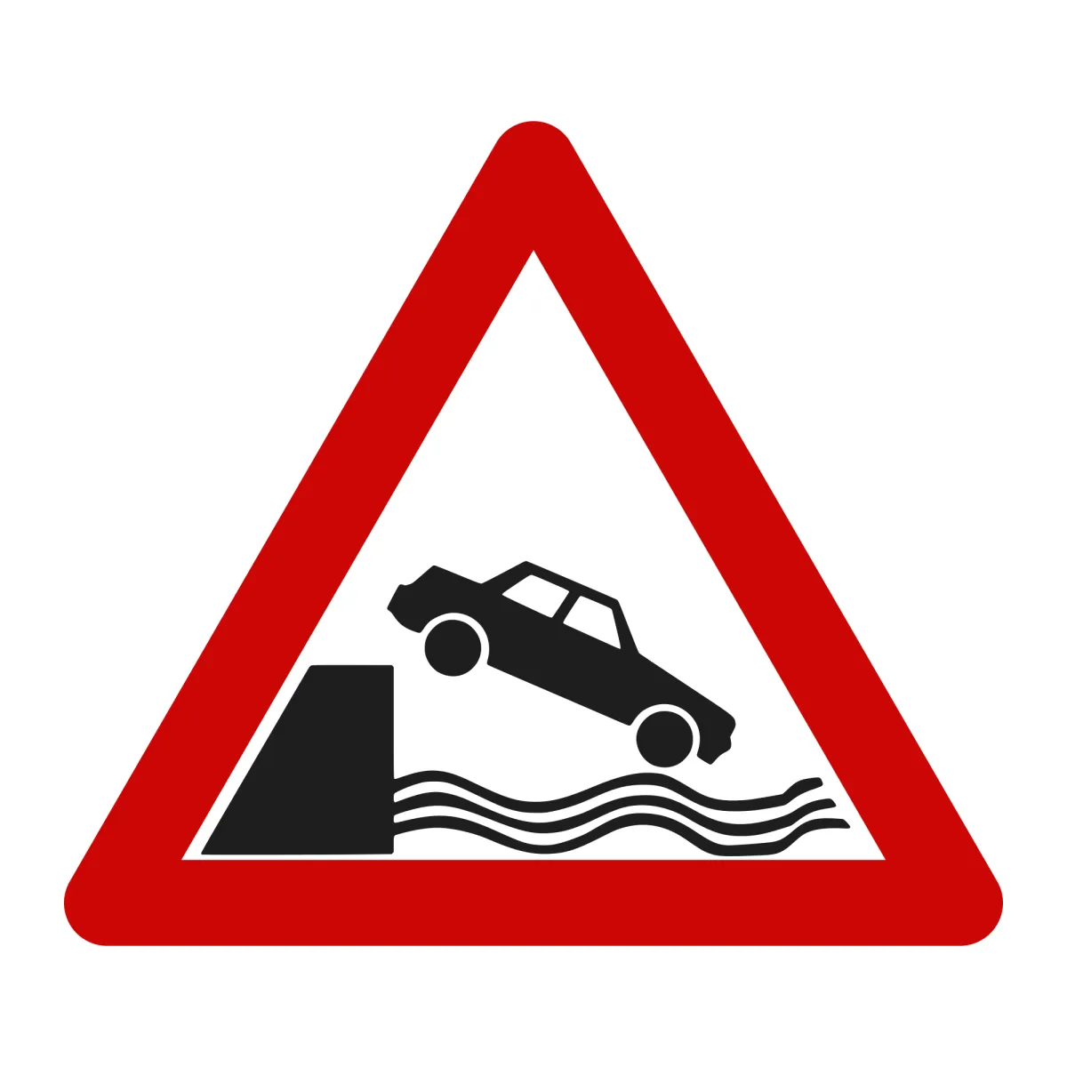 A16 Warning Sign – Quayside or Riverbank, 70 cm, Class I