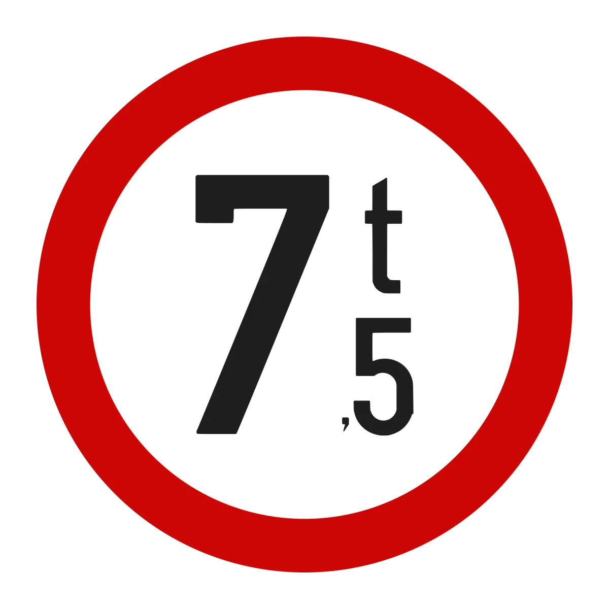 Indicator C18 – Accesul interzis vehiculelor cu masa totală peste 7,5 t, Ø60 cm, Clasa I