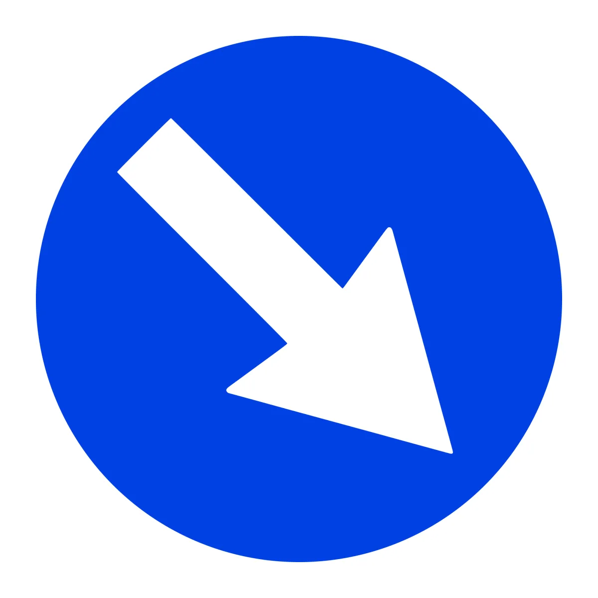 D5 Mandatory Sign – Pass on the Right, Ø80 cm, Class II
