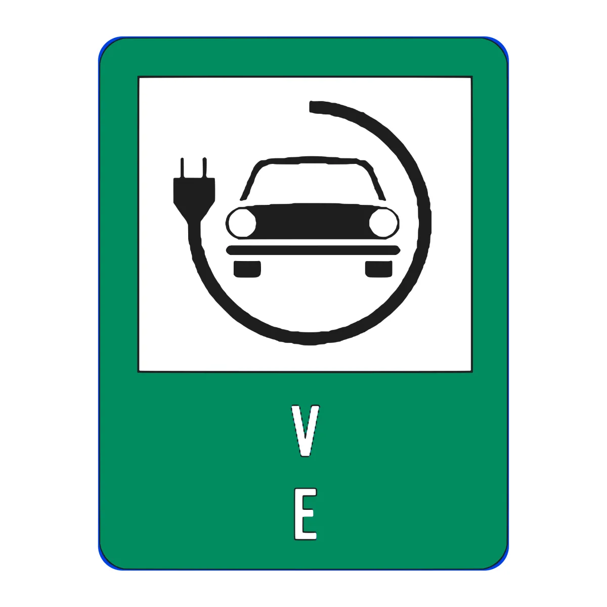 Indicator G19 – Stație de încărcare pentru mașini electrice, fond verde, 50x65 cm, Clasa I