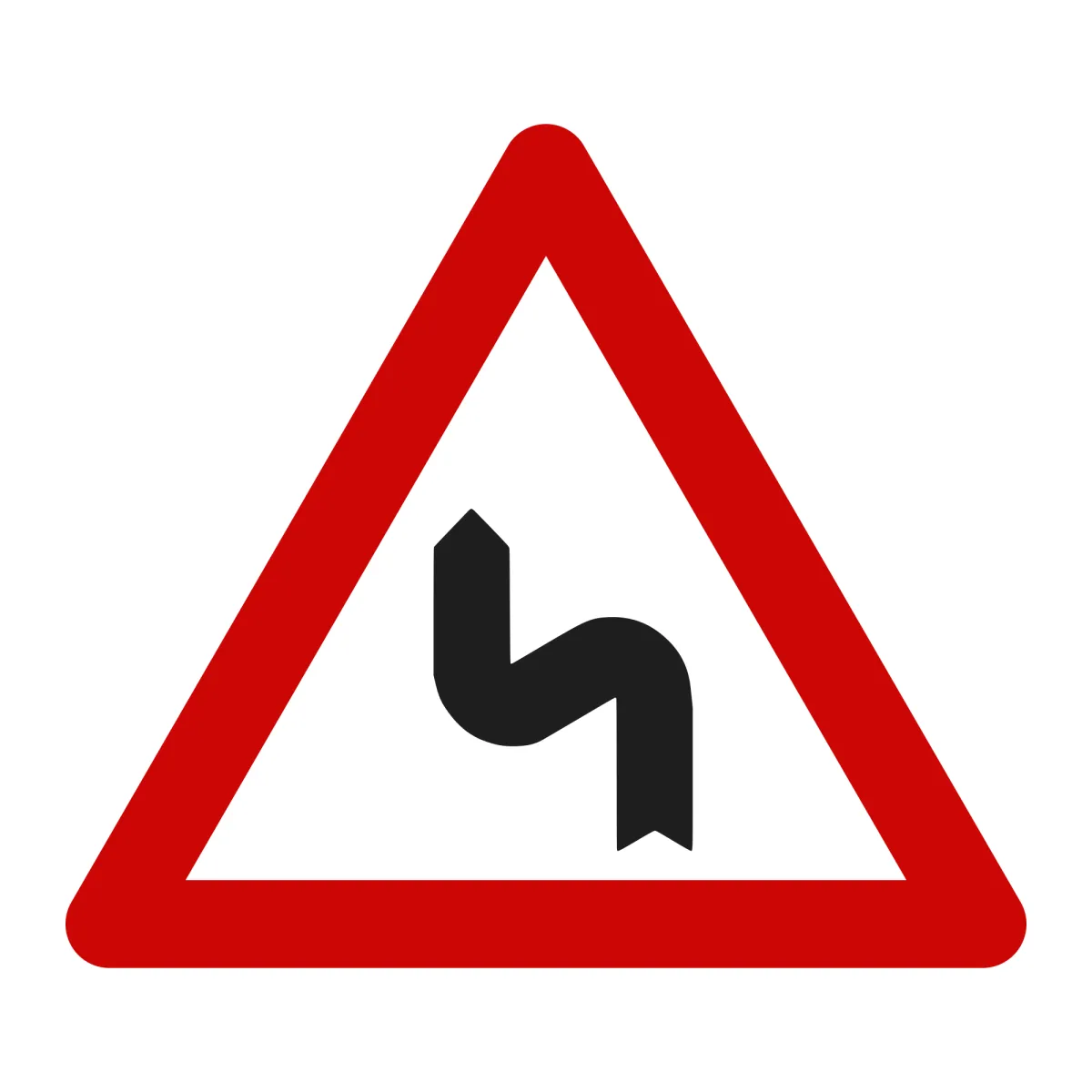A3 Warning Sign – Double Bend, First to the Left, 70 cm, Class I
