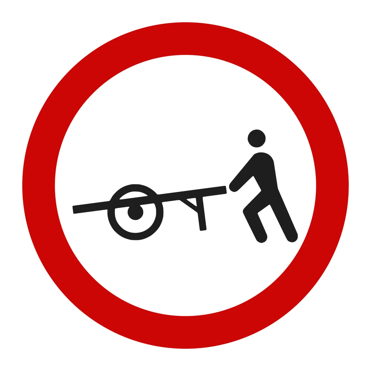 Indicator C12 – Accesul interzis vehiculelor împinse sau trase cu mâna, Ø60 cm, Clasa I