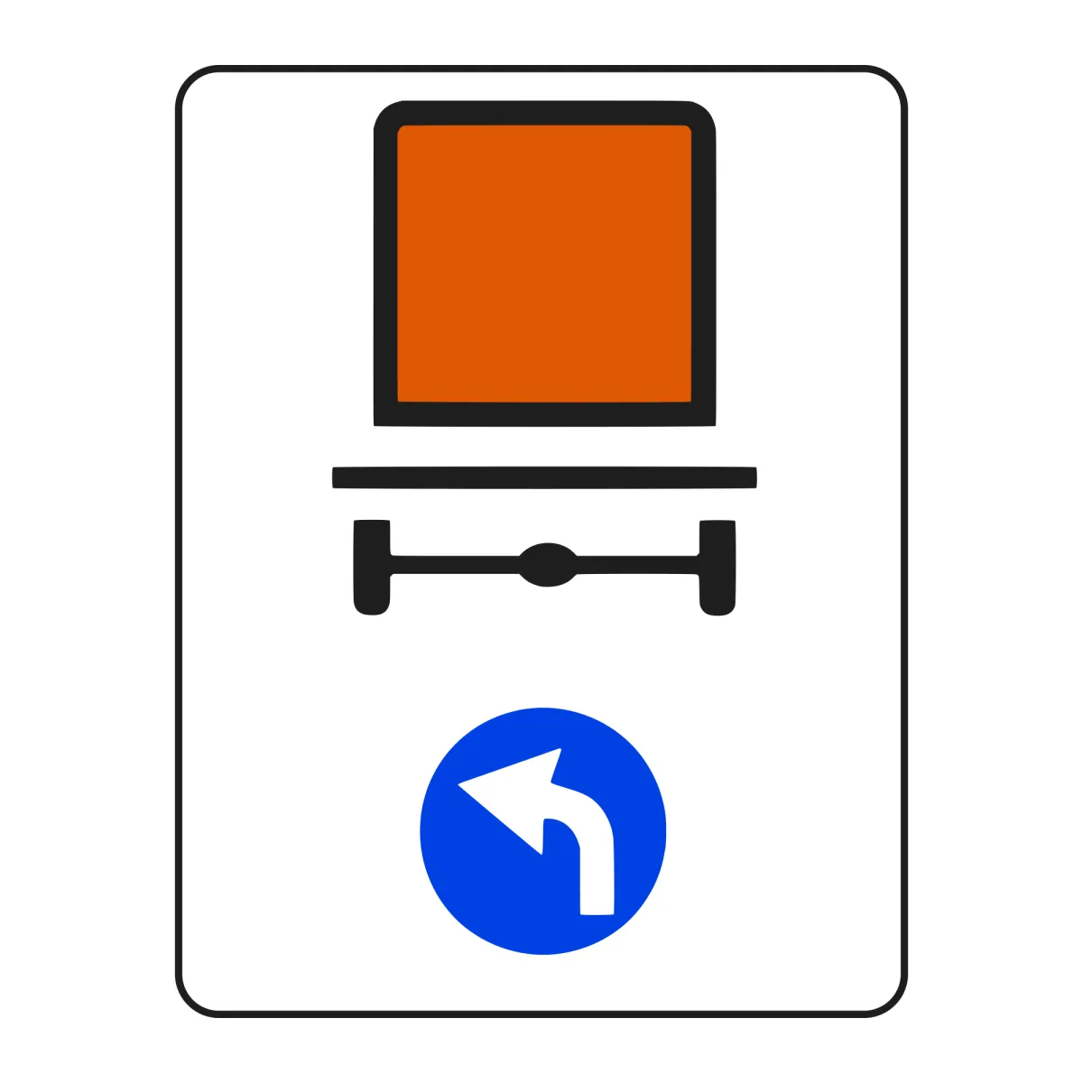 D19 Mandatory Sign – Compulsory Direction for Dangerous Goods, Left, 50x65 cm, Class I