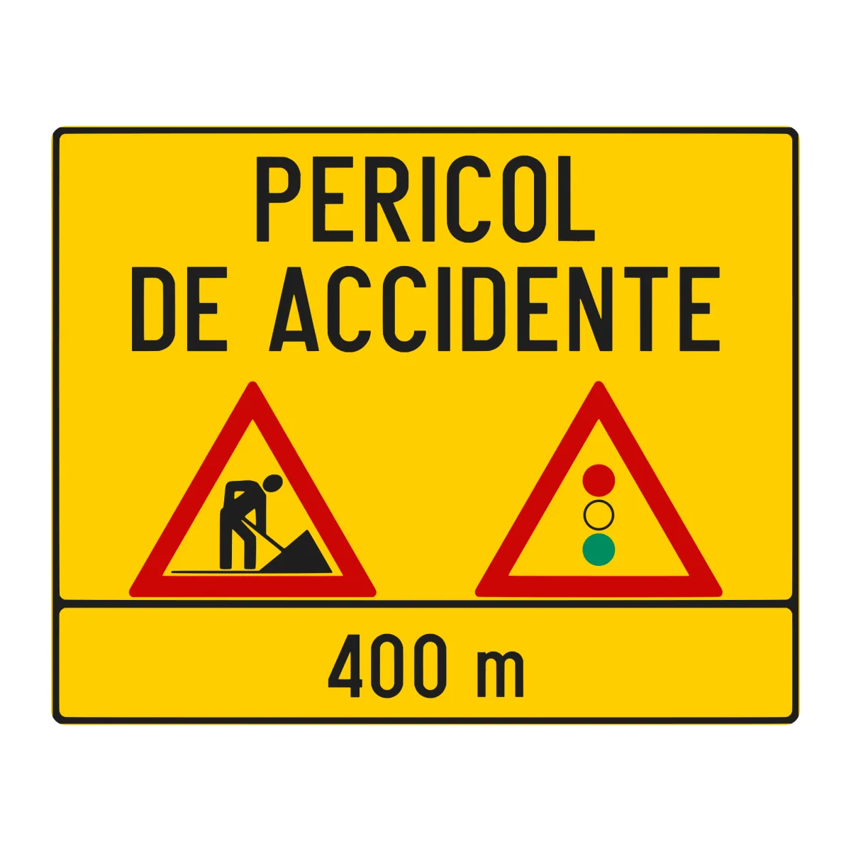 Indicator U34 – Presemnalizarea unui sector cu circulație alternantă (semafoare), 150x120 cm, Clasa I