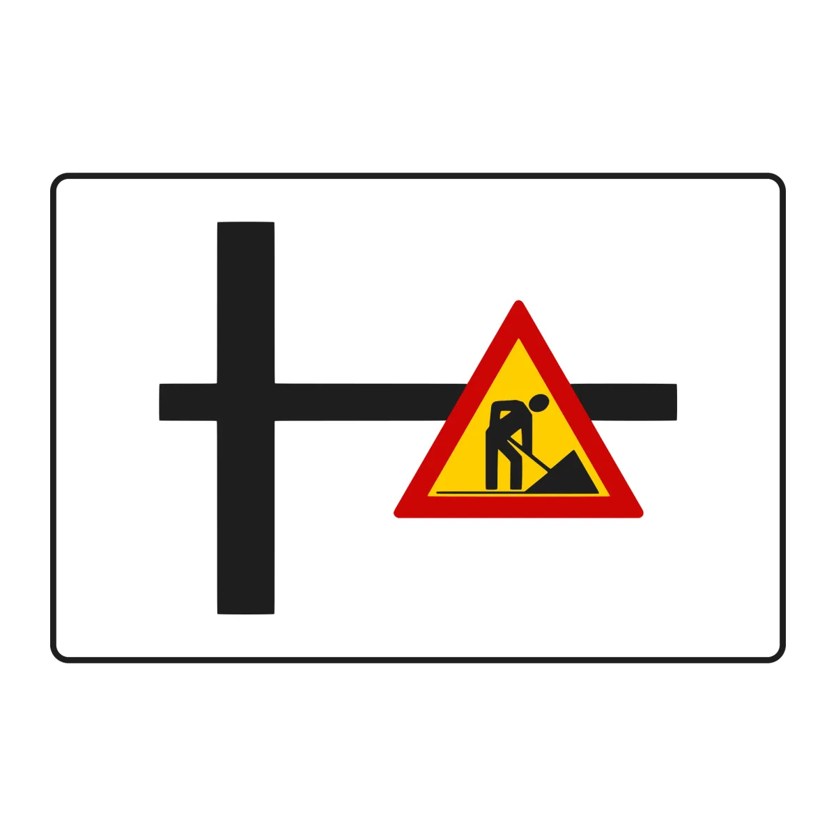 Indicator U36 – Presemnalizare lucrări pe străzi (dreapta), 120x80 cm, Clasa I