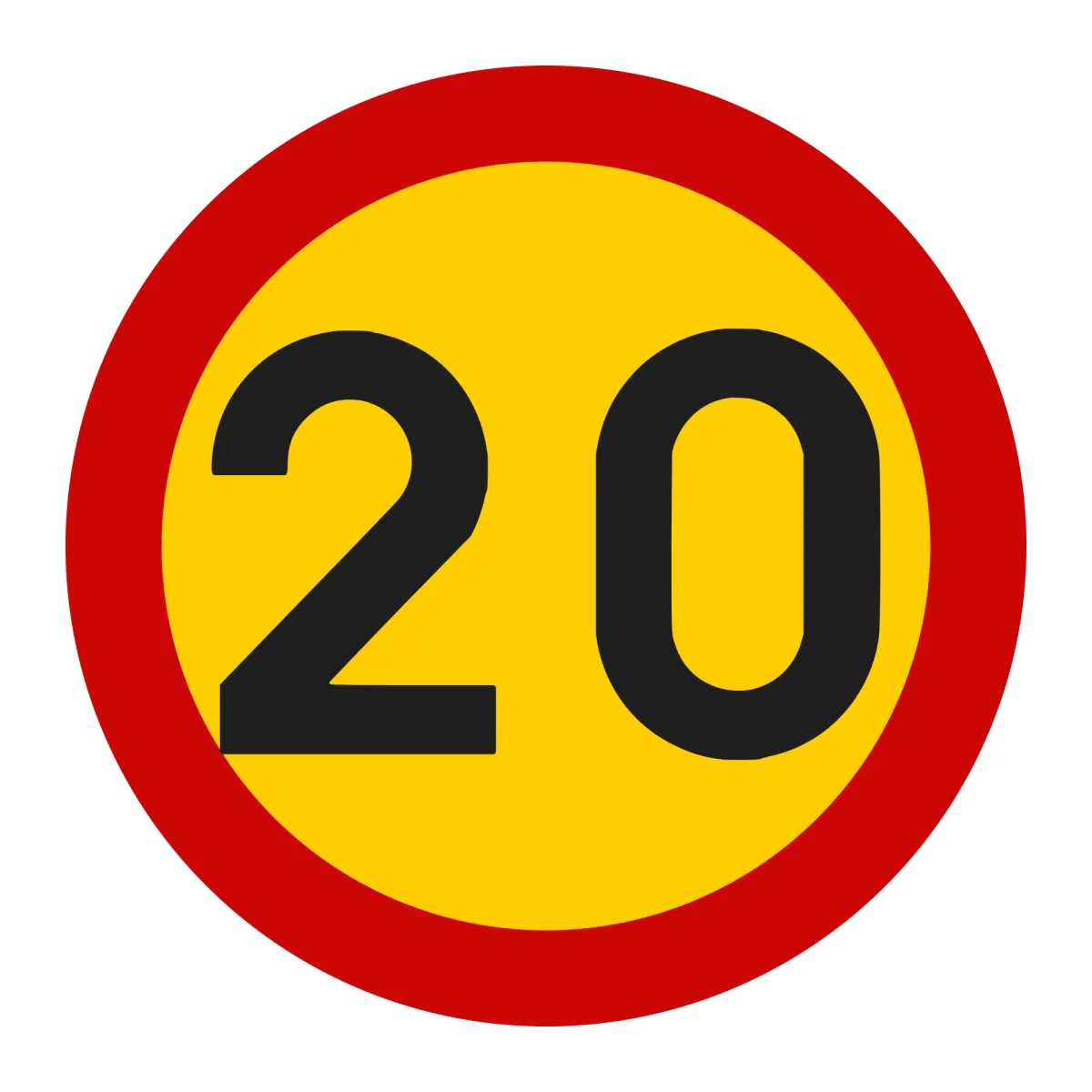 Indicator U13 – Limitare de viteză 20 km/h, Ø60 cm, Clasa I