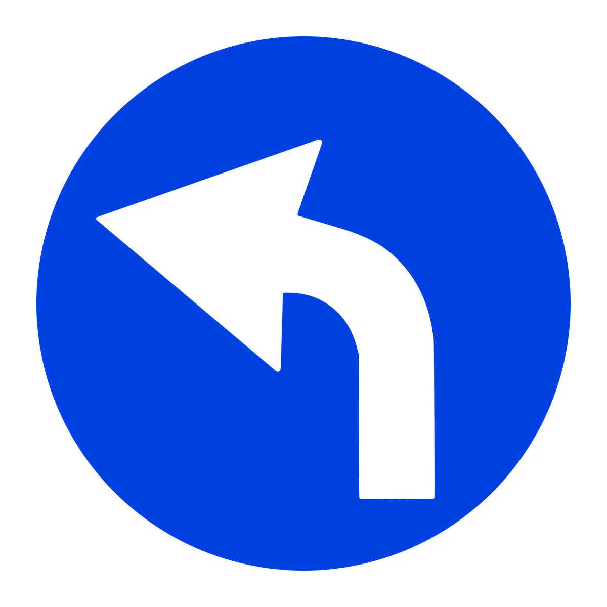 D3 Mandatory Sign – Turn Left, Ø80 cm, Class II
