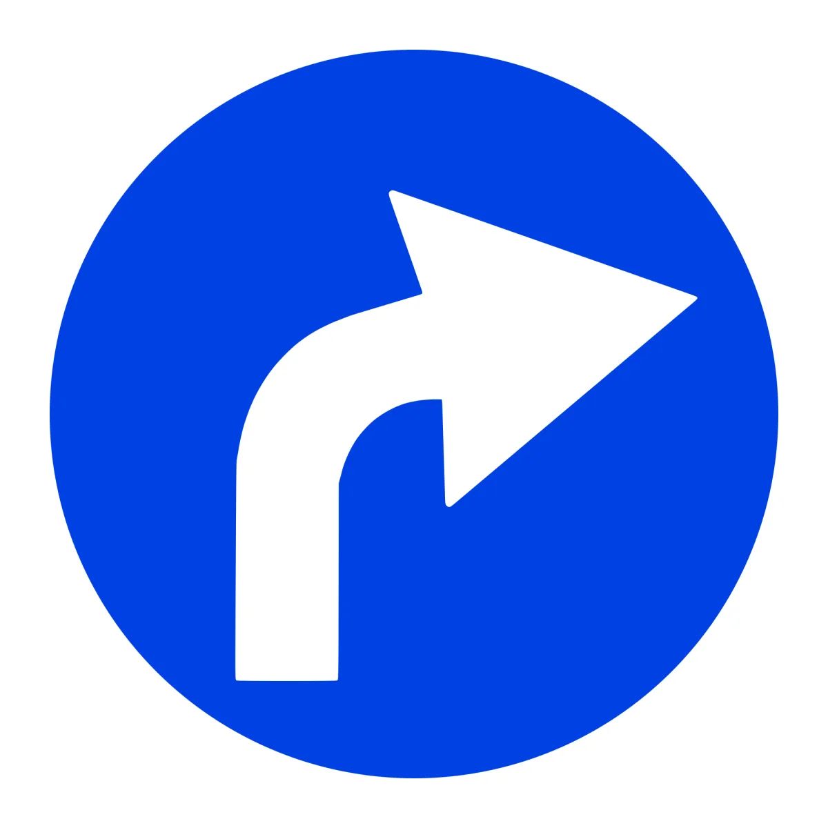 D3 Mandatory Sign – Turn Right, Ø80 cm, Class II