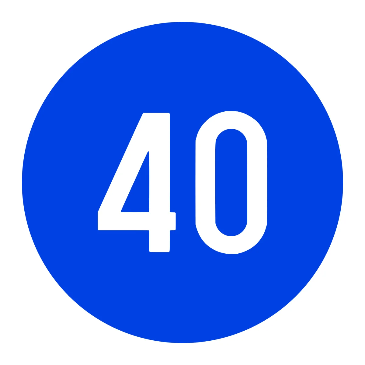 D14 Mandatory Sign – Minimum Speed 40 km/h, Ø60 cm, Class I