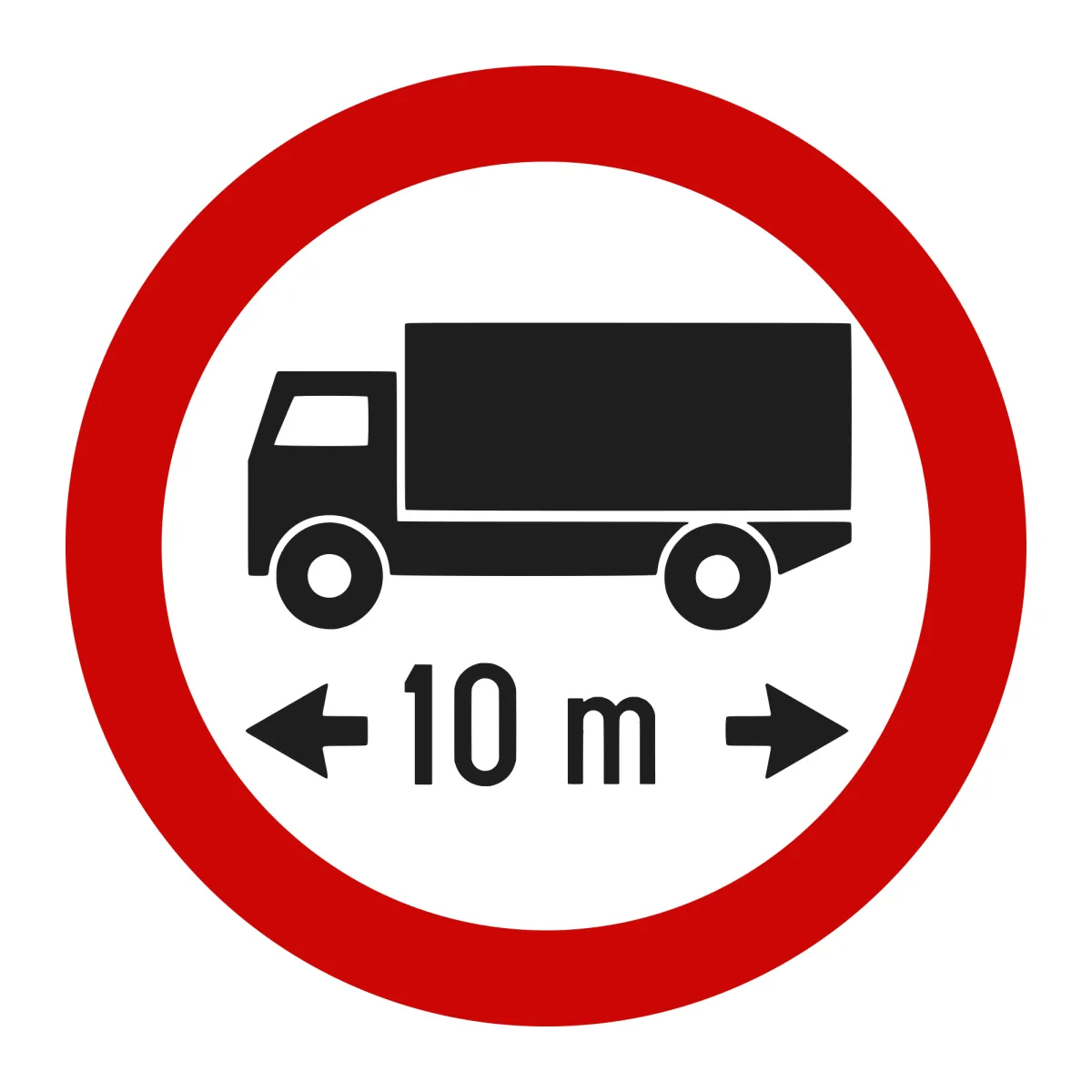 Indicator C20 – Accesul interzis vehiculelor mai lungi de 10 m, Ø60 cm, Clasa I